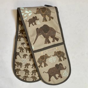 OVEN GLOVES - Elephants on Grey Design