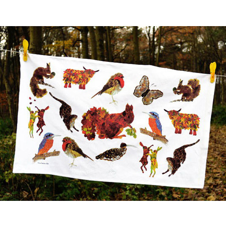 Teatowel Leaf and feather medley