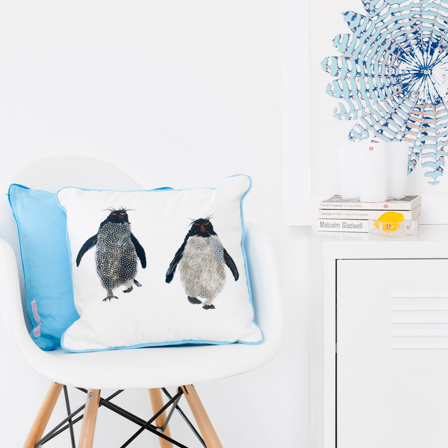 SQUARE CUSHION - Rockhoppers (Blue Piping) (Avail R0F1 5/24)