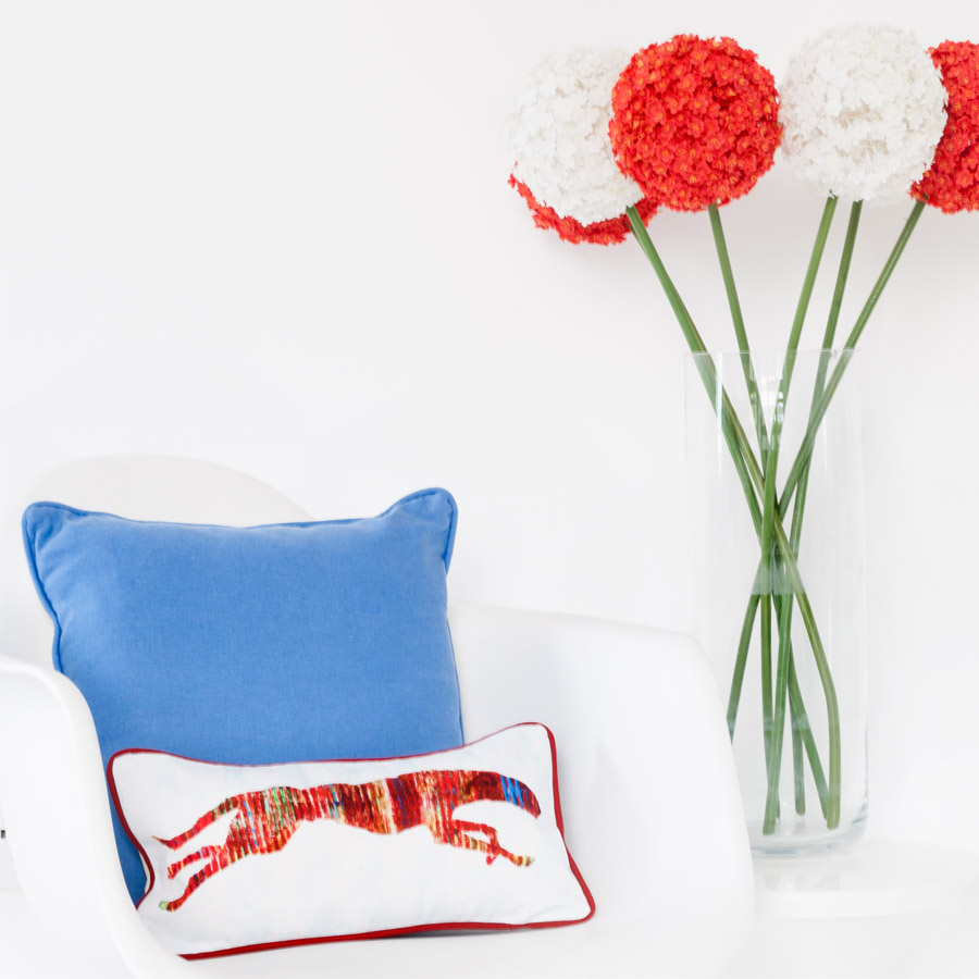 RECTANGULAR CUSHION - Running Dog (Red Piping) (Avail R0F0; 01/22)