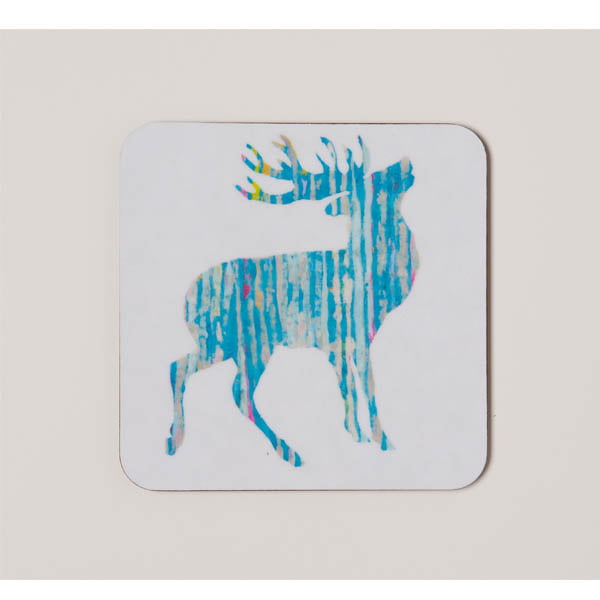 COASTER - Silvery Blue Stag Design