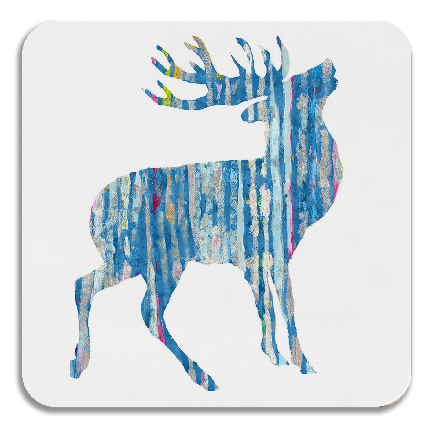 COASTER - Silvery Blue Stag Design