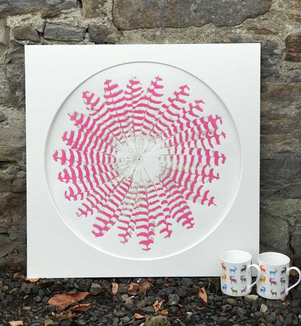 Deposit for 'Feather Circles Dark Pink and Silver' Print - please read description for total.