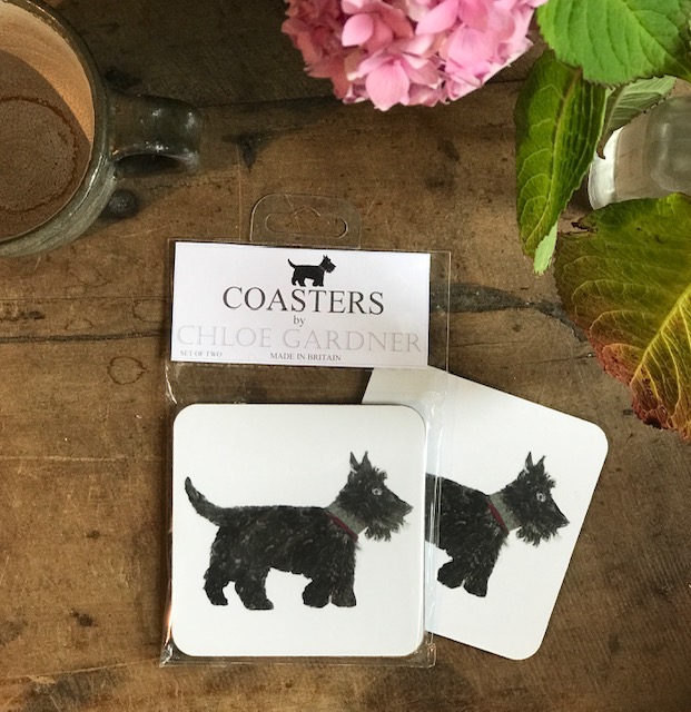 COASTER - Set of 2 - Scottie Dog Design