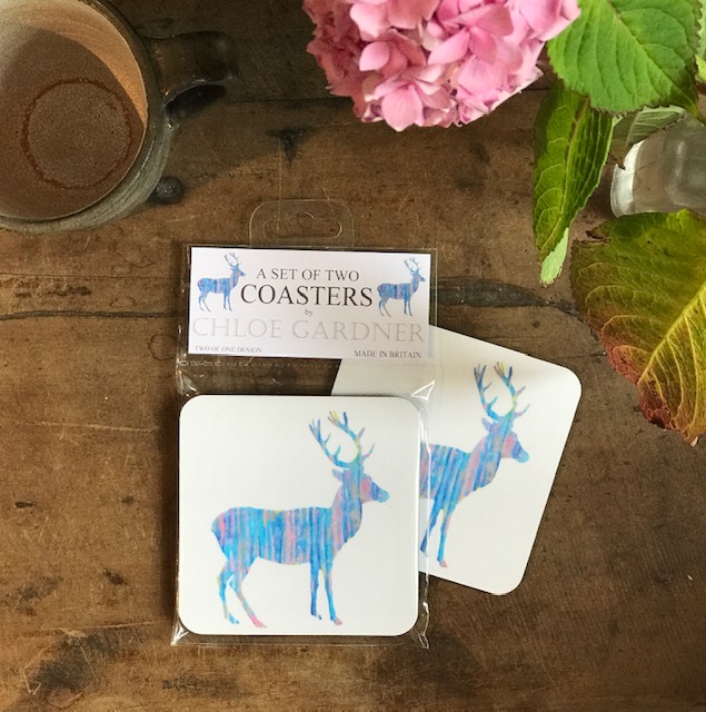 COASTER - Set of 2 - Blue Deer Design COASTER - Set of 2 - Blue Deer Design