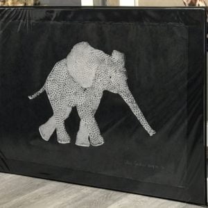 screen print - Silver stretched trunk Elephant