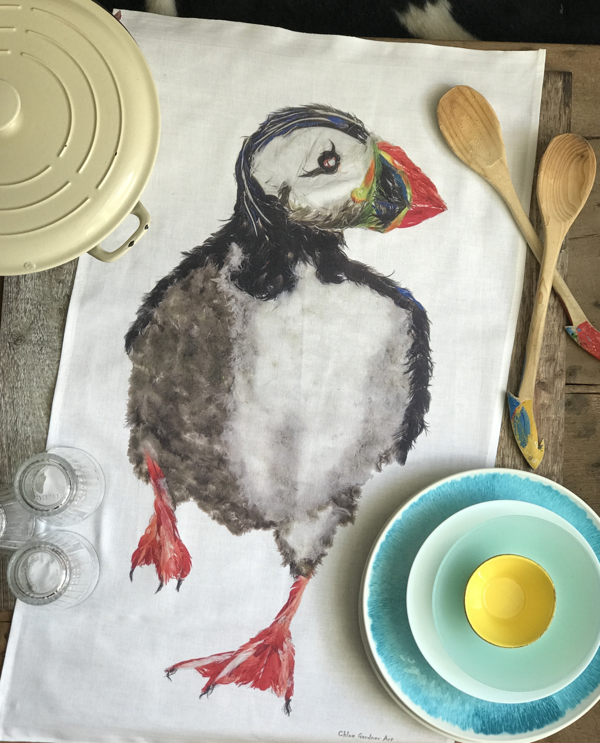 tea towel loose puffin running tea towel loose puffin running