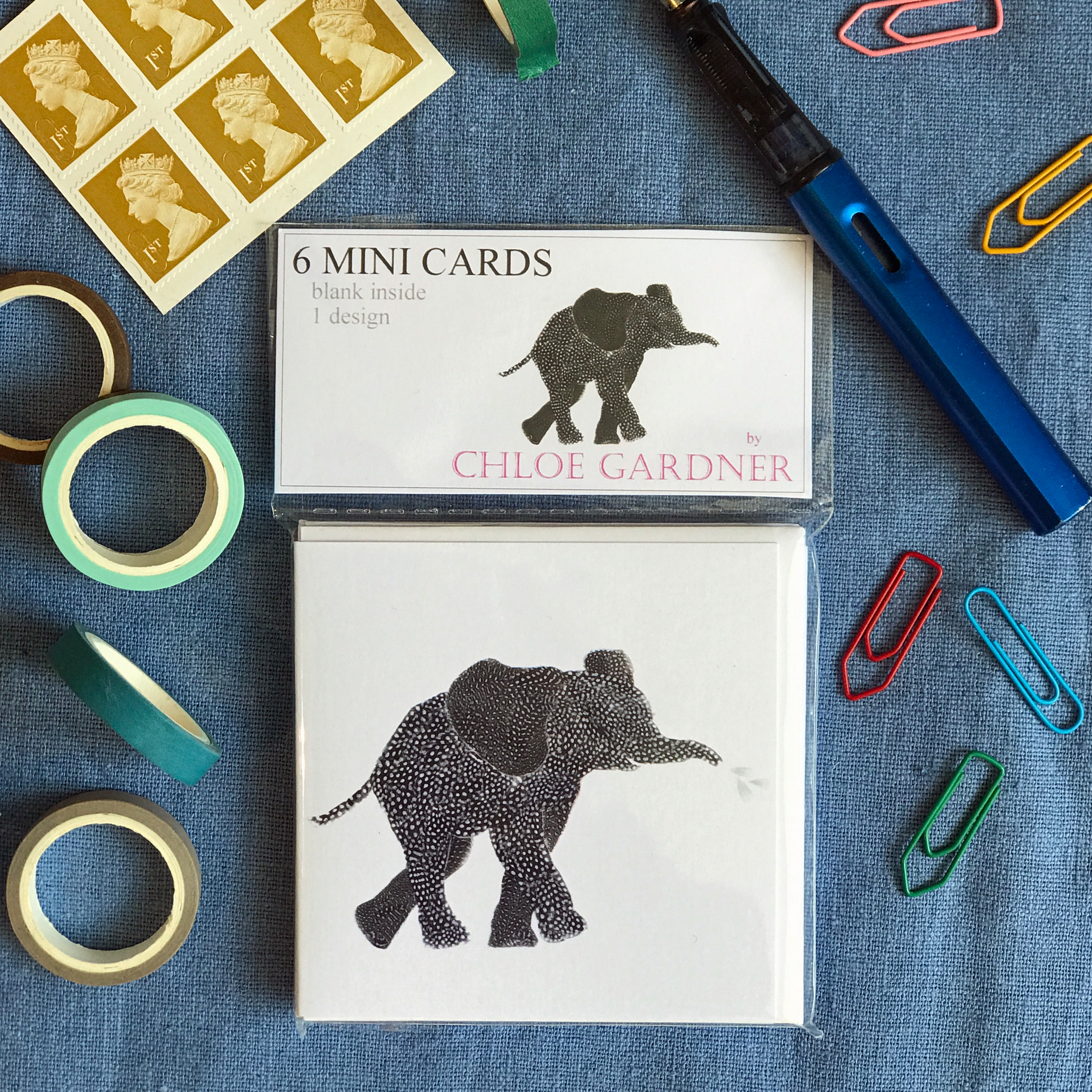 MINI SQUARE CARD PACK - Elephant Design
