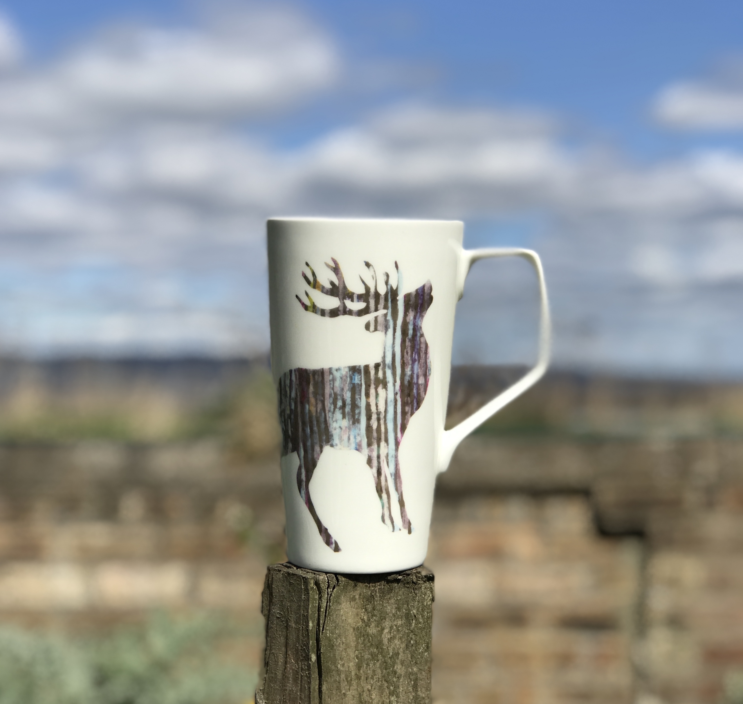 LATTE MUG - SILVERY STAG Design