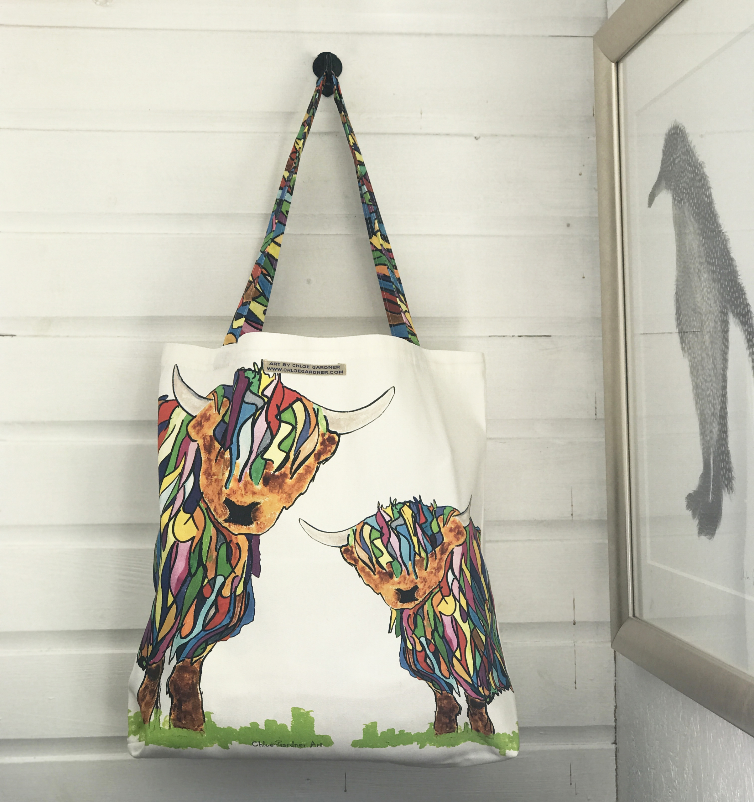 Large Bag - Bright Cow And Baby