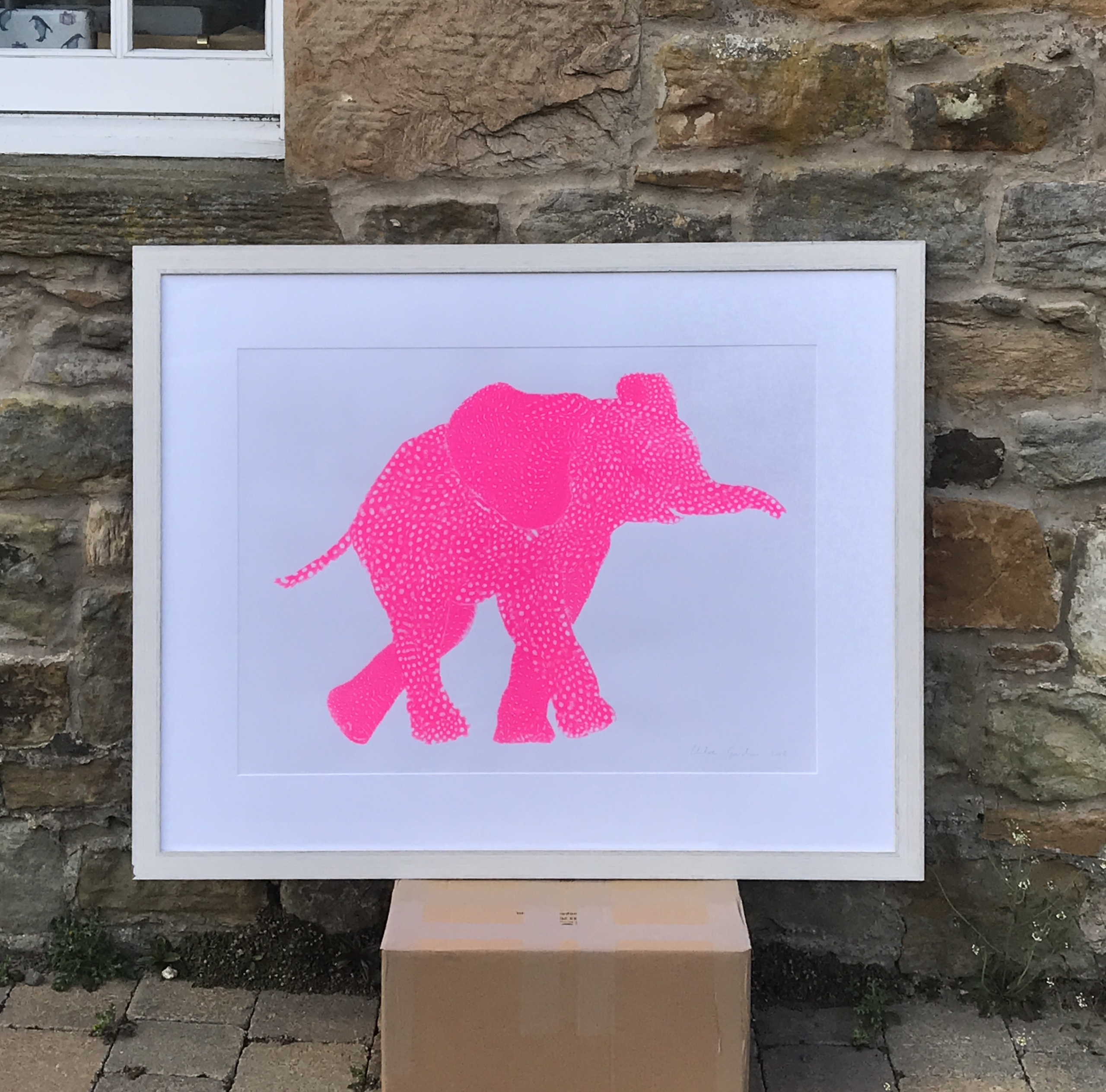 LAST ONE- Screen Print Edition of 10- GIANT Flouro Pink Elephant