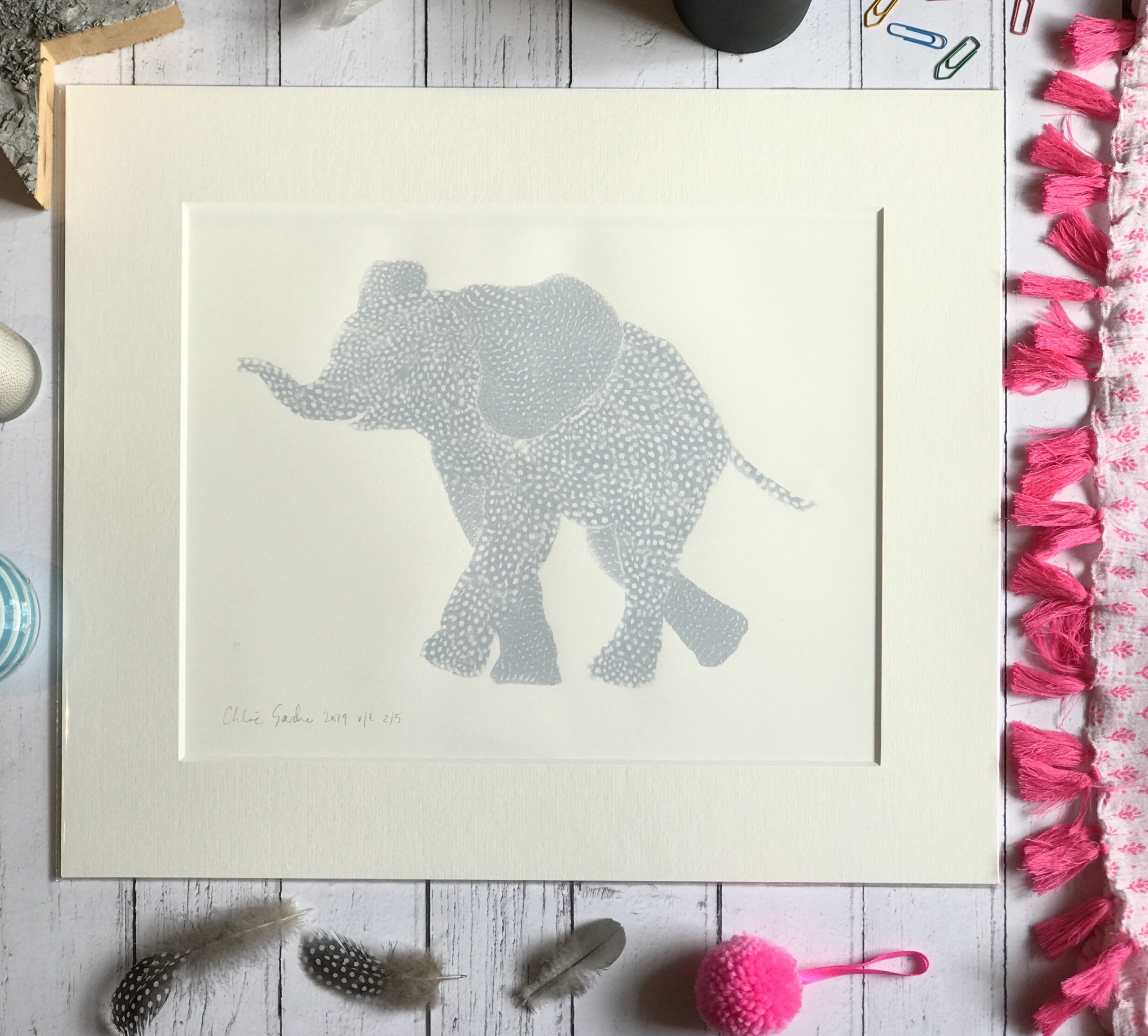 Screen Print Edition of 5- Small- Farrow & Ball B Elephant facing left