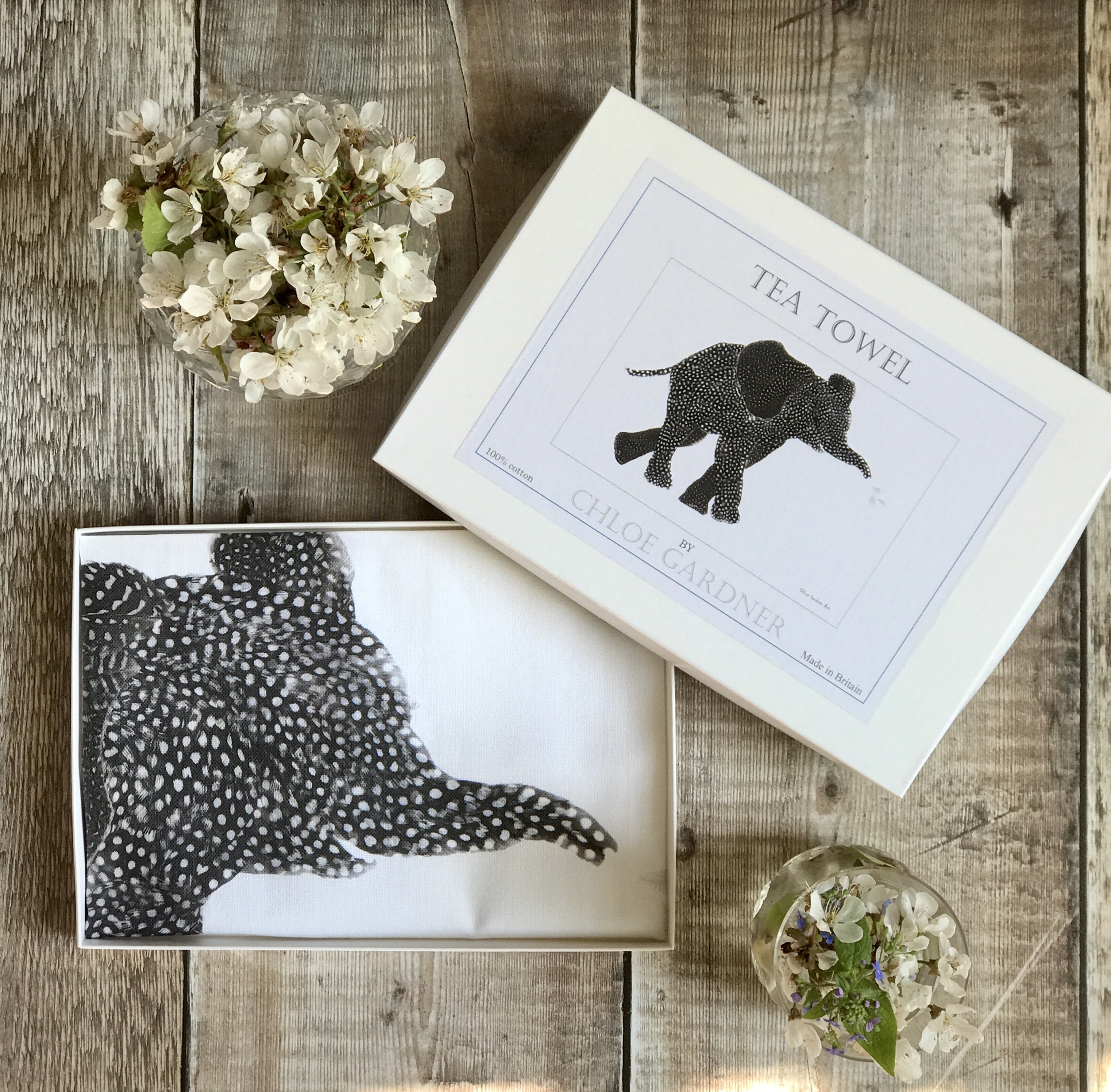 A GIFT BOXED TEA TOWEL - Elephant