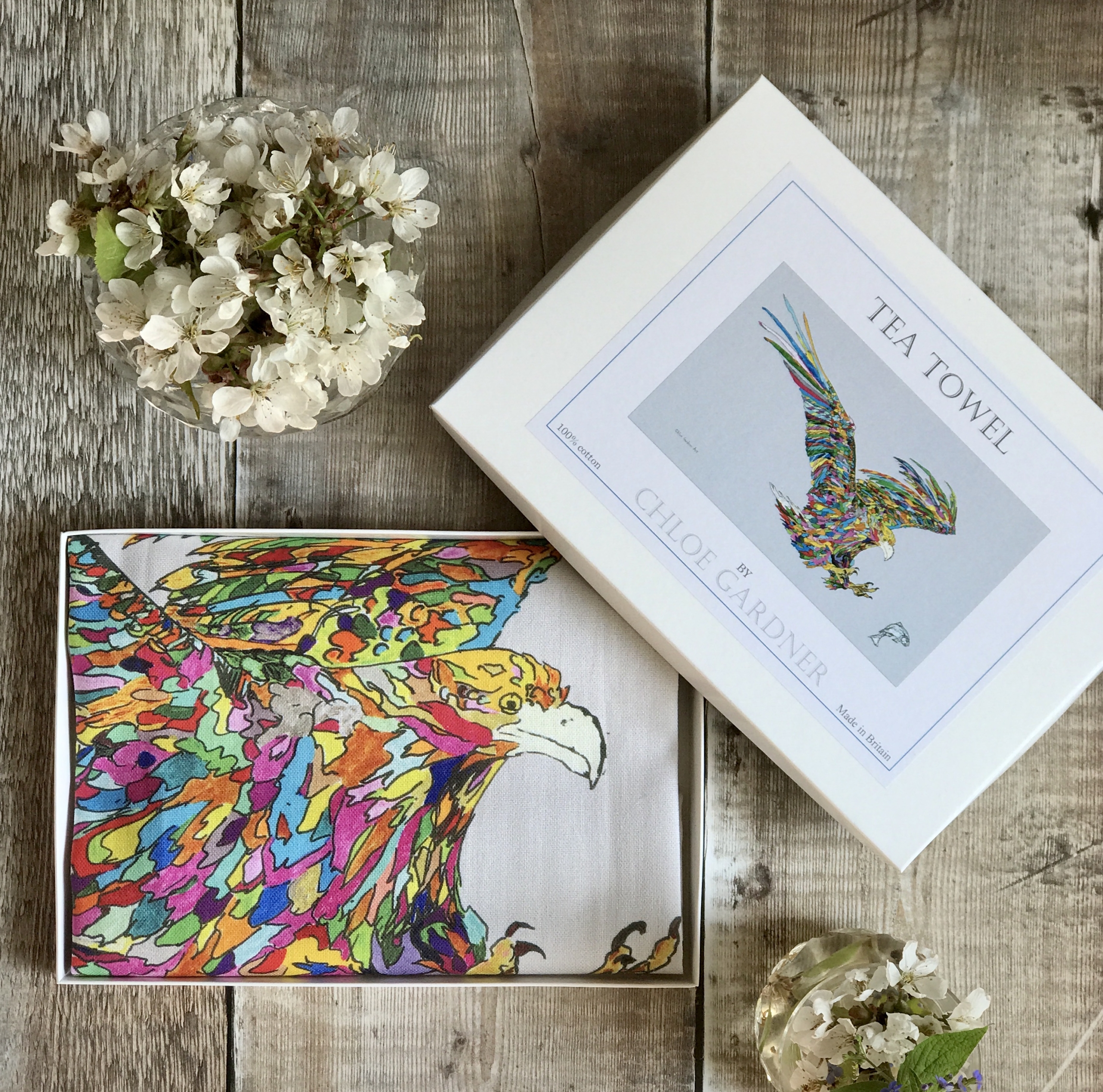 A GIFT BOXED TEA TOWEL - Eagle with Fish