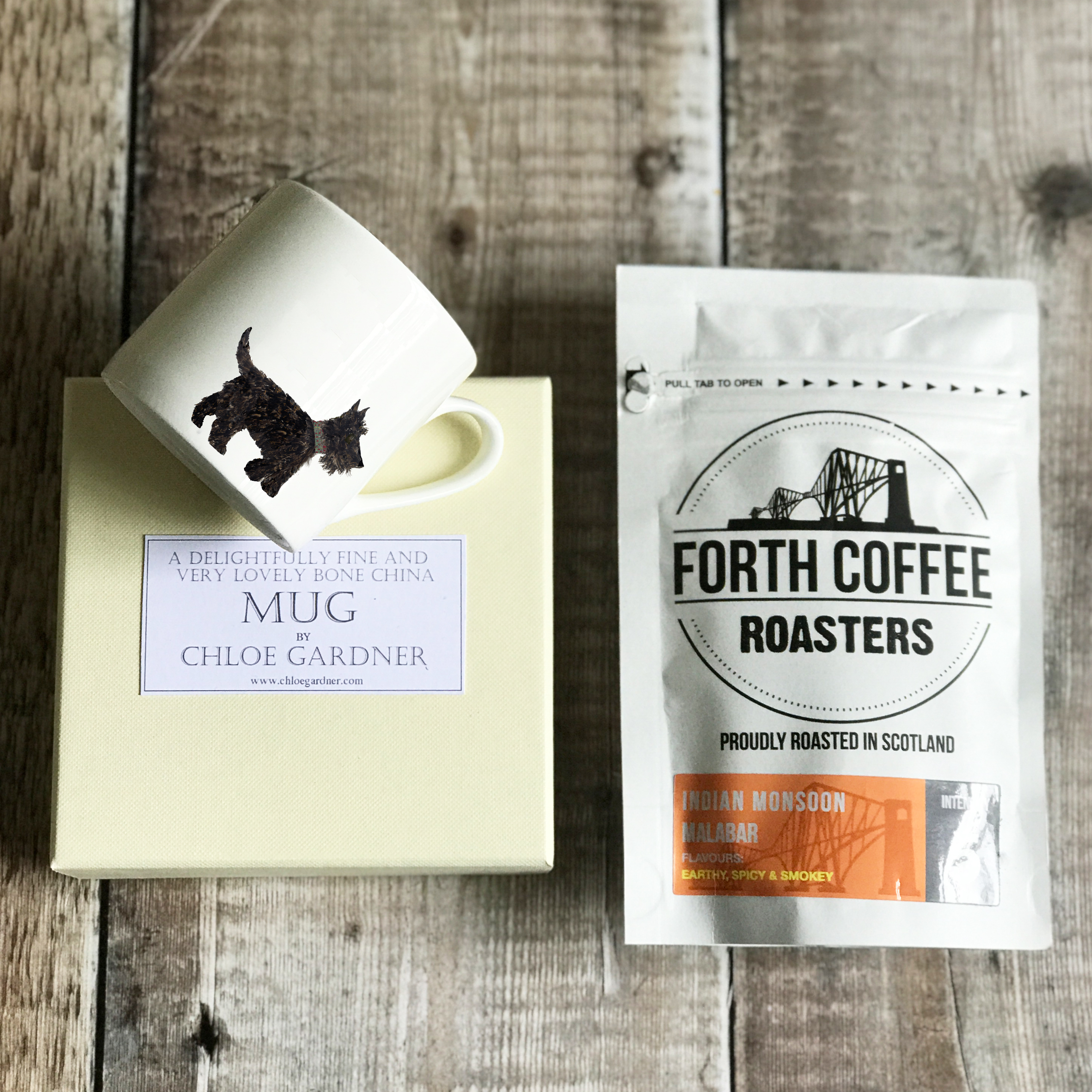 Coffee Gift Set - Scottie Espresso Mug (with Coffee)