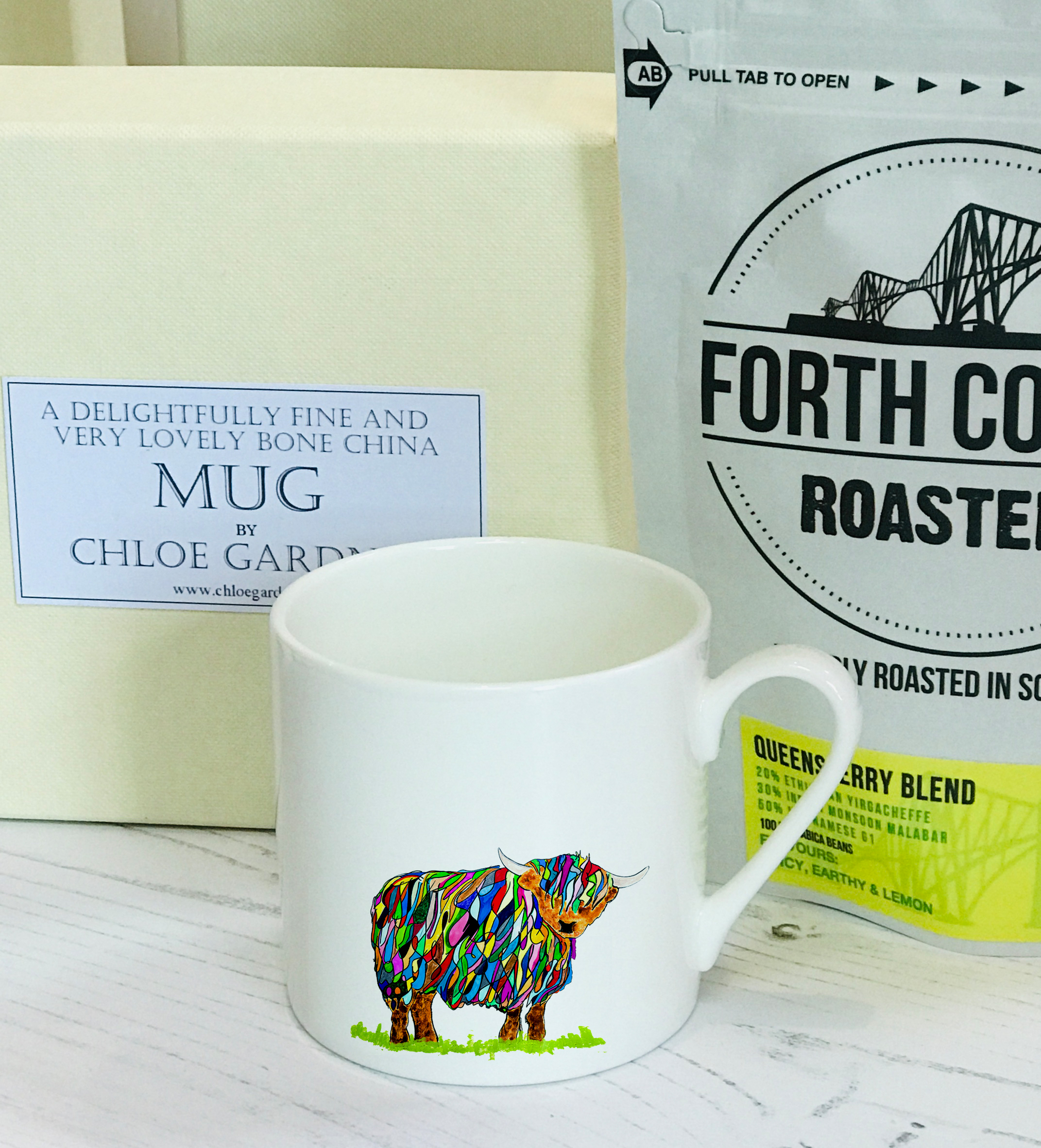 coffee gift set 1 espresso bright highland cow B