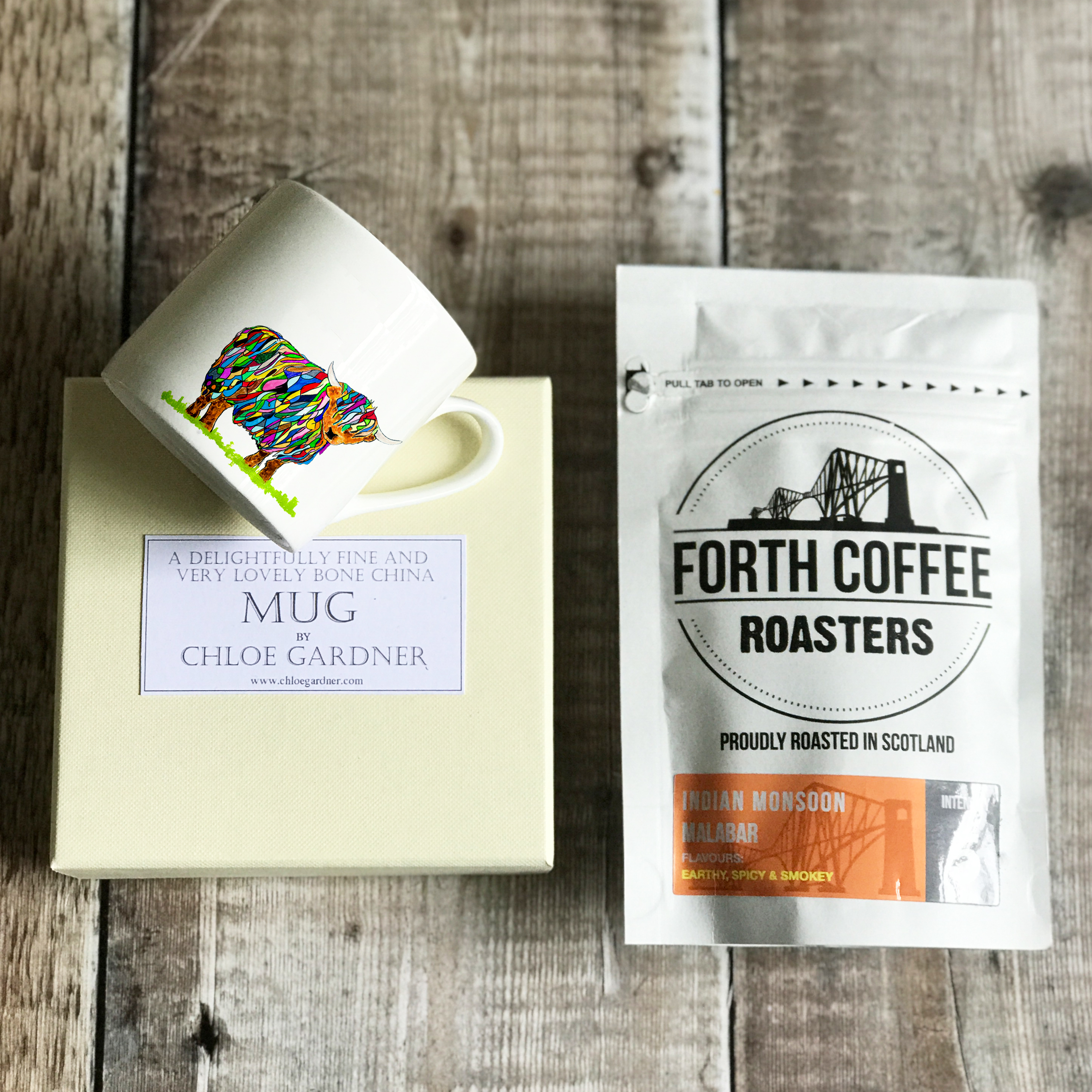 coffee gift set 1 espresso bright highland cow