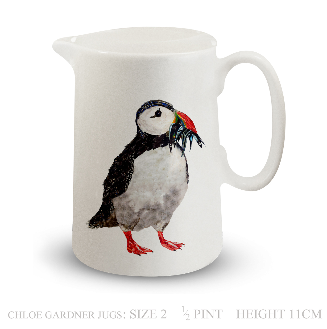 Jug – Half Pint – PUFFIN WITH FISH Design