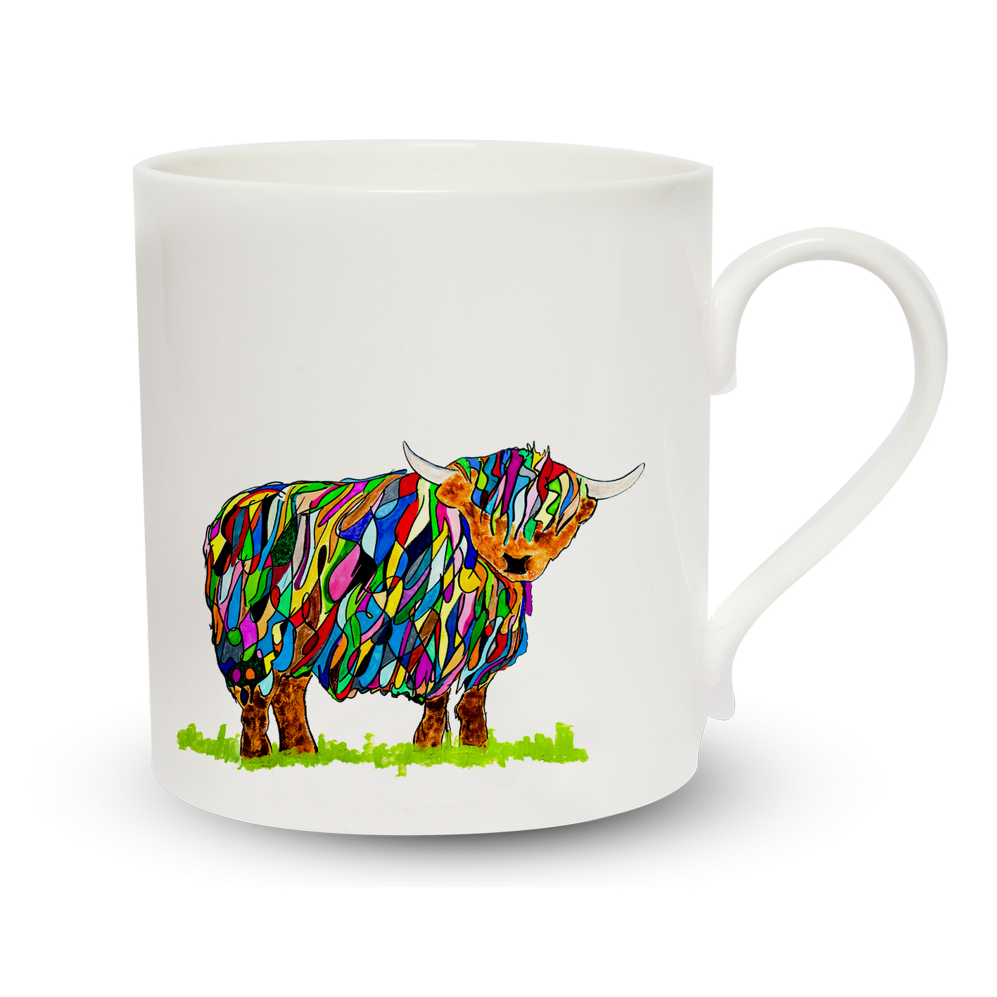 mug espresso bright highland cow