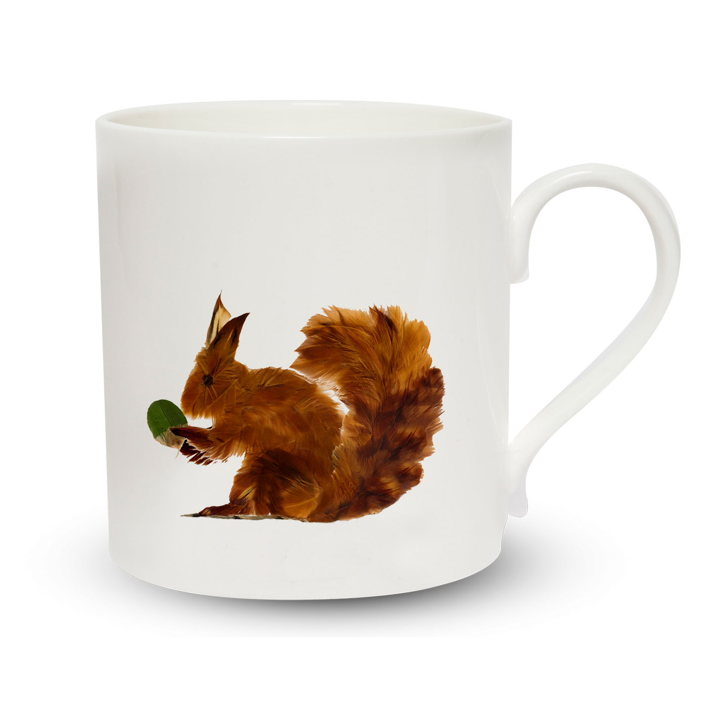 mug espresso feather squirrel