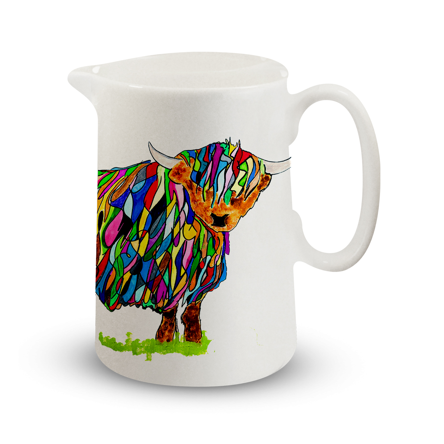 Jug -1 pint - BRIGHT HIGHLAND COW Design
