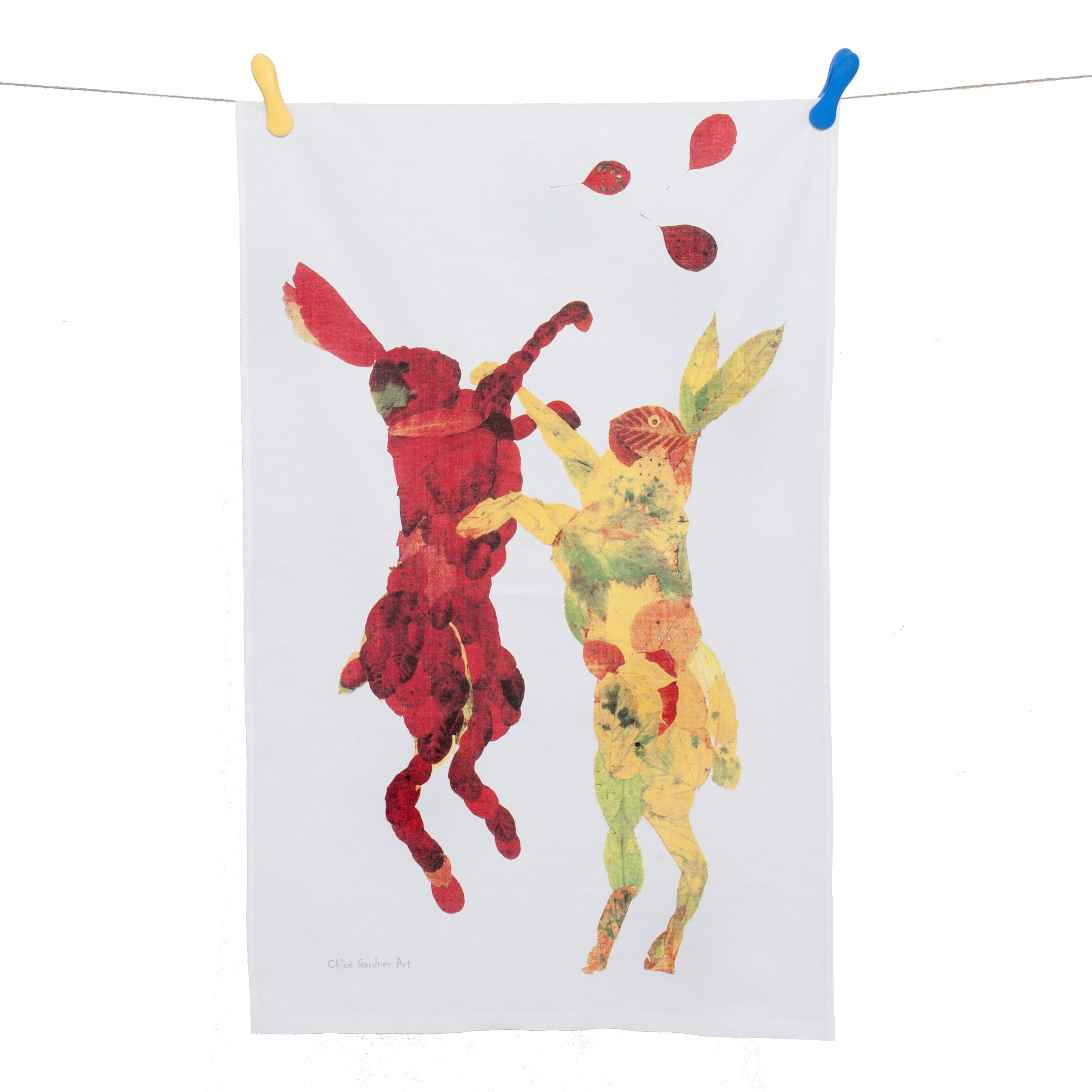 tea towel hanging hares ALH