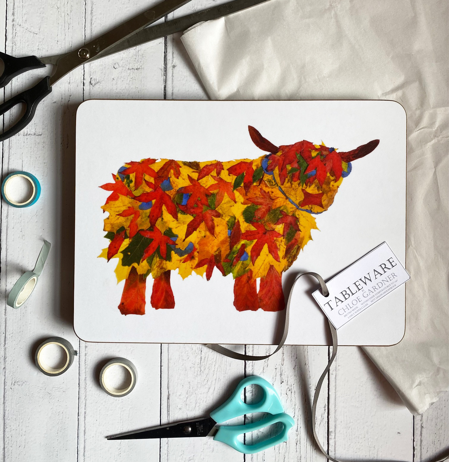 Leaf cow tablemat set