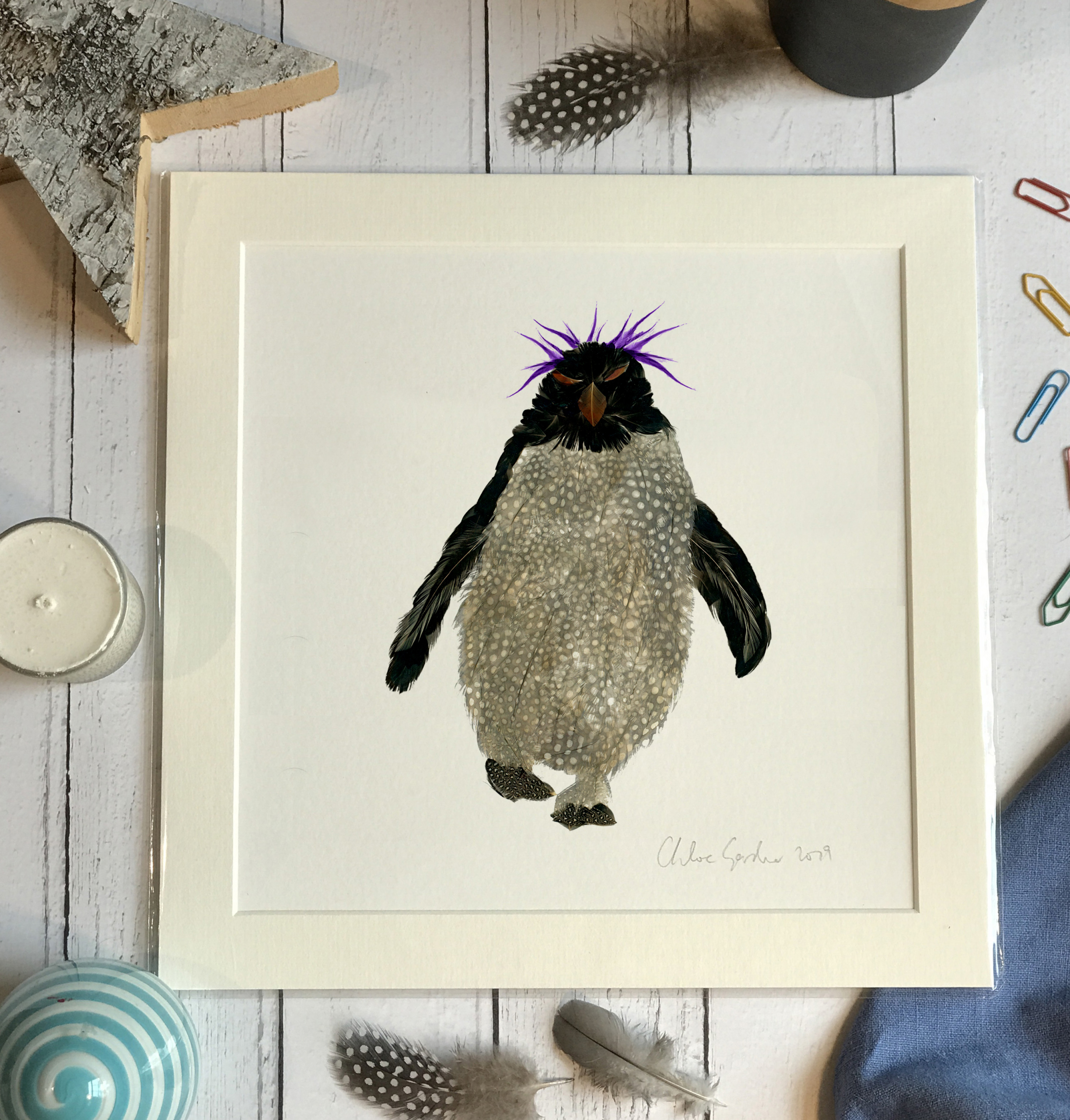 Mini Print - Square in a mount and bag for 12 inch frame - Single rockhopper with mad purple hair (Avail:2 02/24)