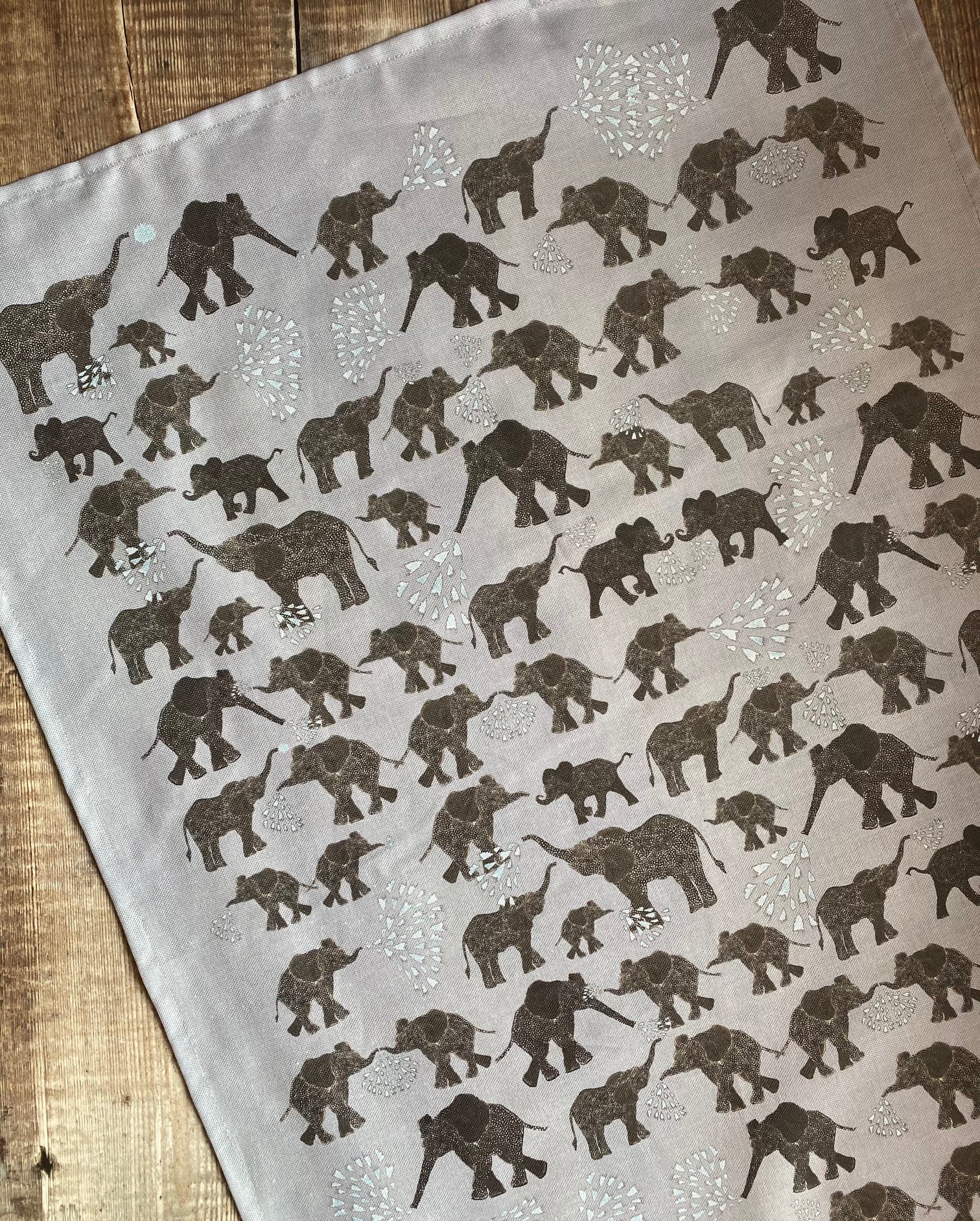 TEA TOWEL IN A GIFT BAG -  Lots of little Elephant and Water