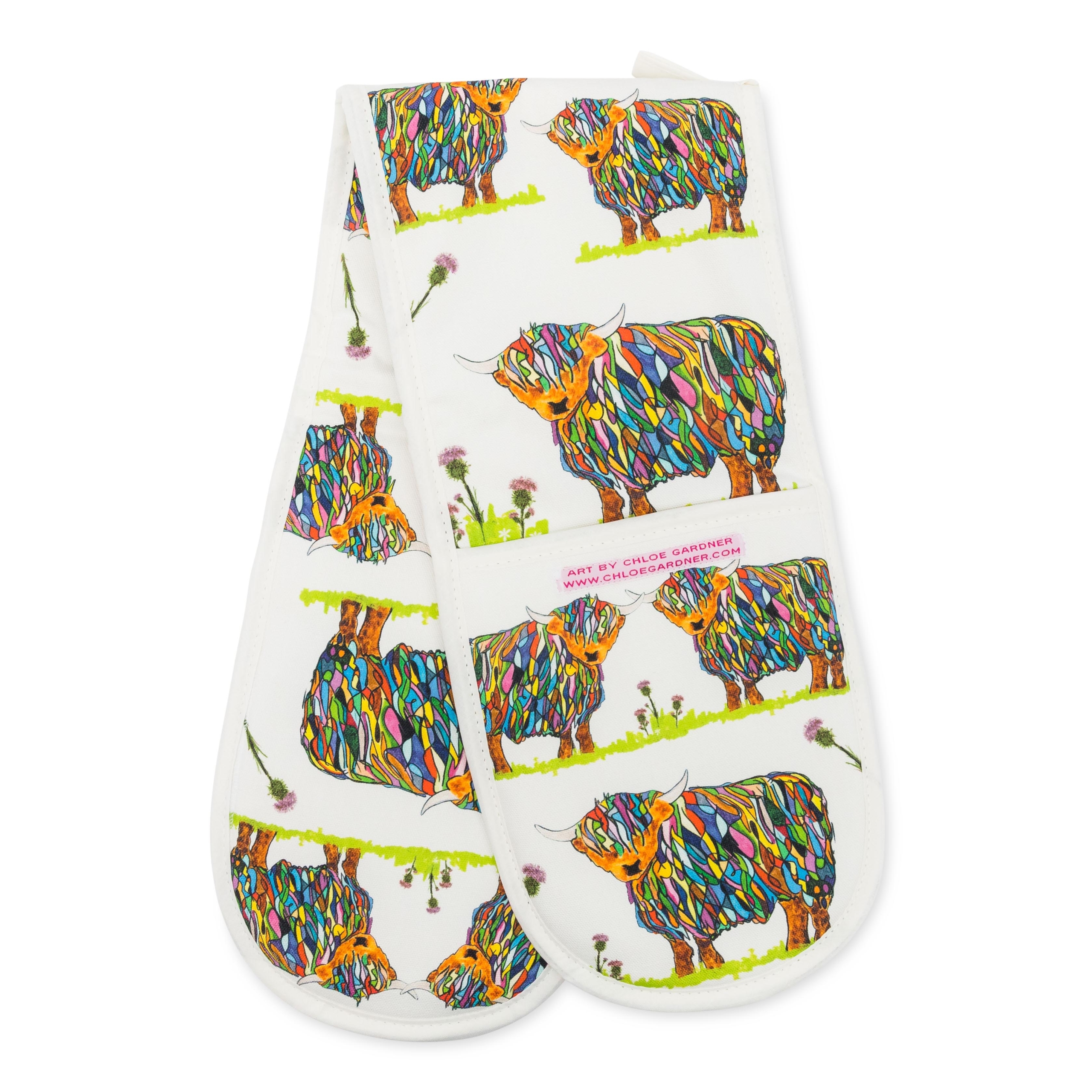 OVEN GLOVES - Bright Highland Cow