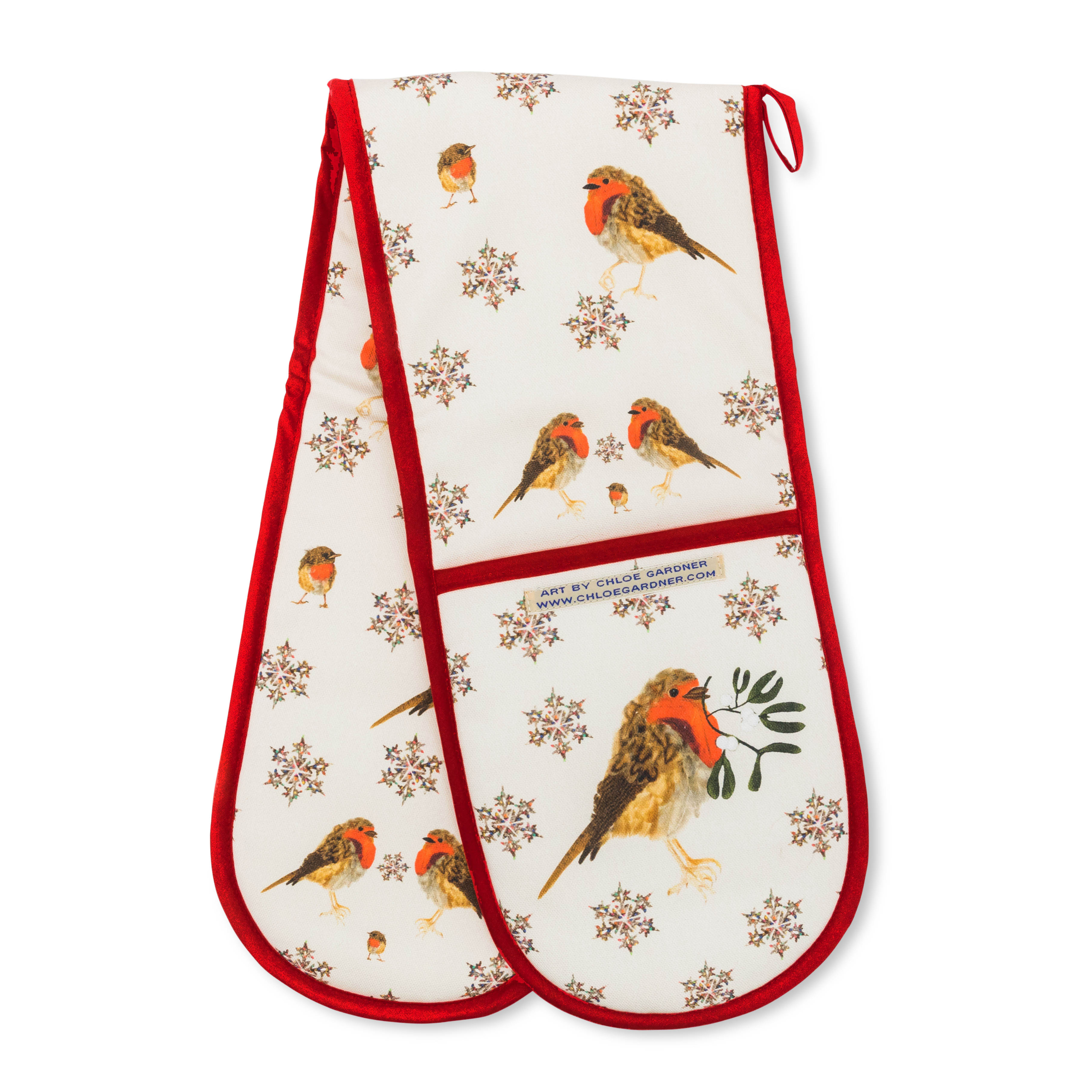 OVEN GLOVES - Christmas Robin