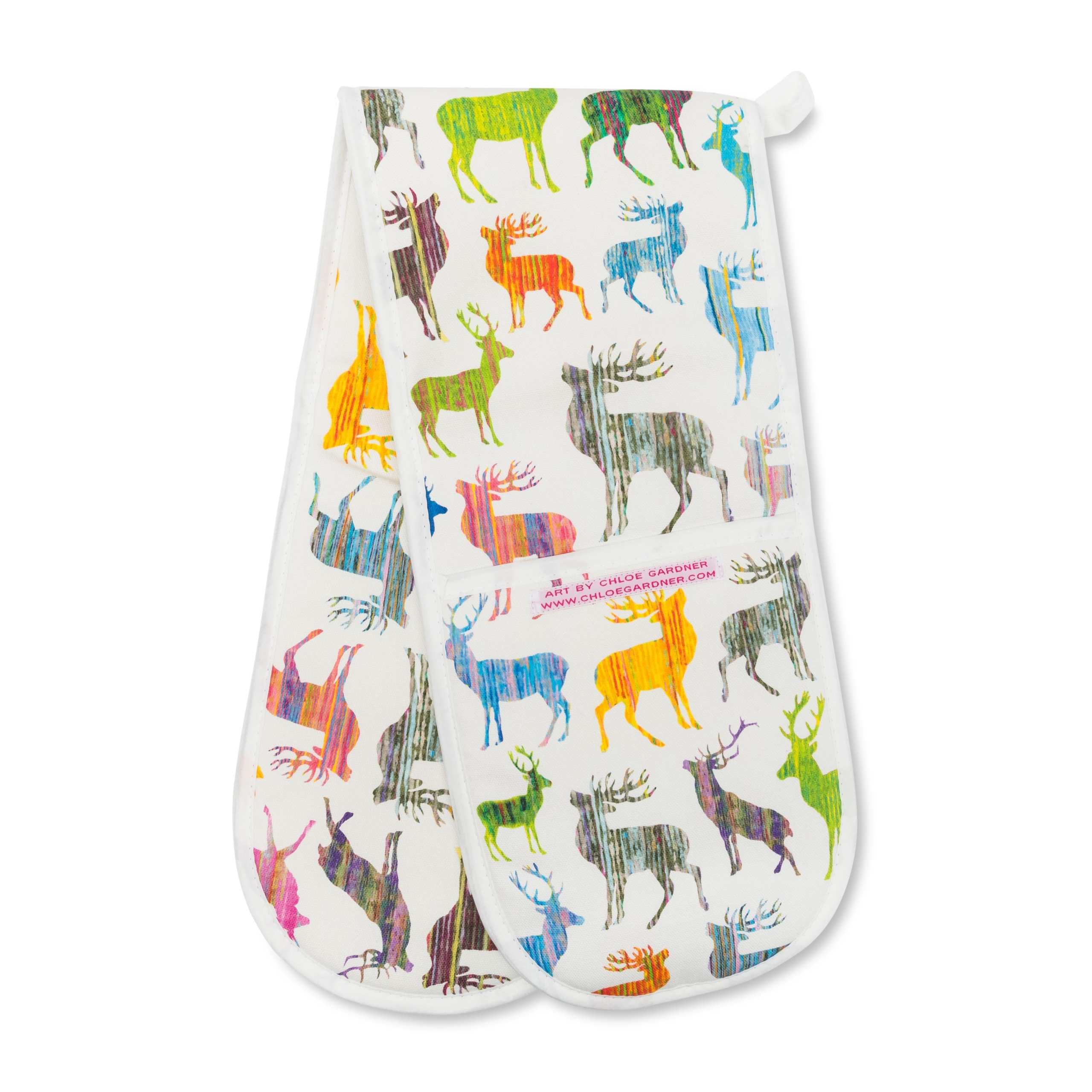 OVEN GLOVES - Stag design (White Trim)