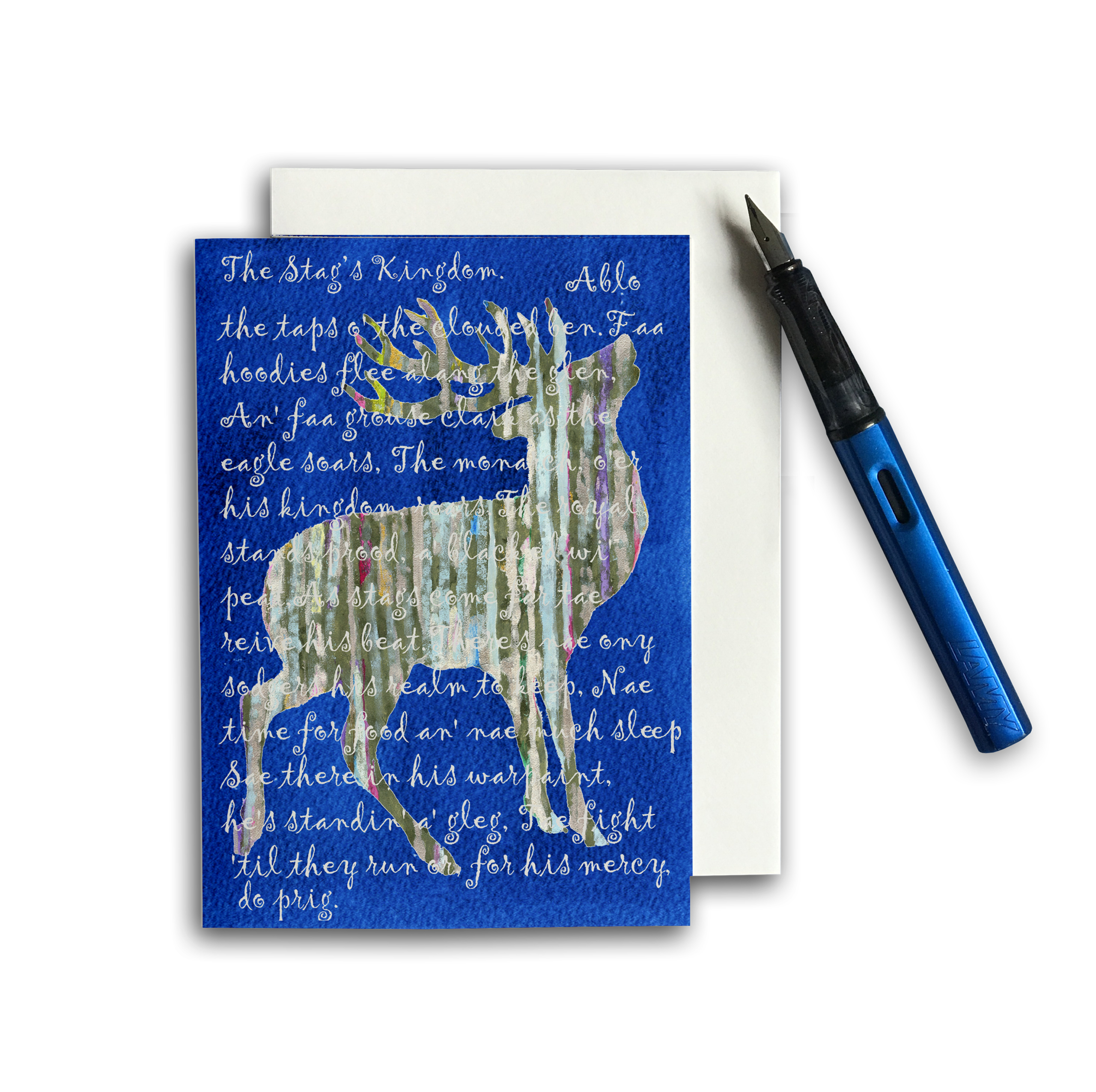 PACK OF THREE - CARD A6 - Silver Stag with verse of the Poem 'The Stag's Kingdom' by Rob Lowry