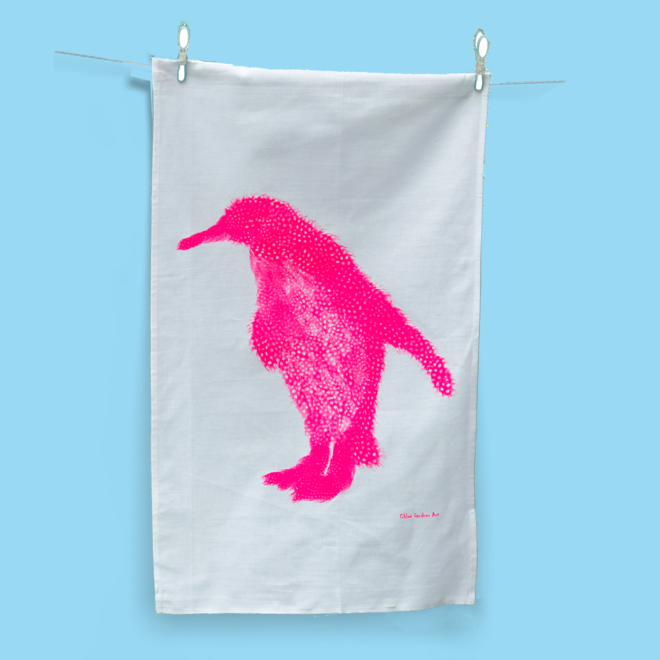 Tea towel fluoro pink
