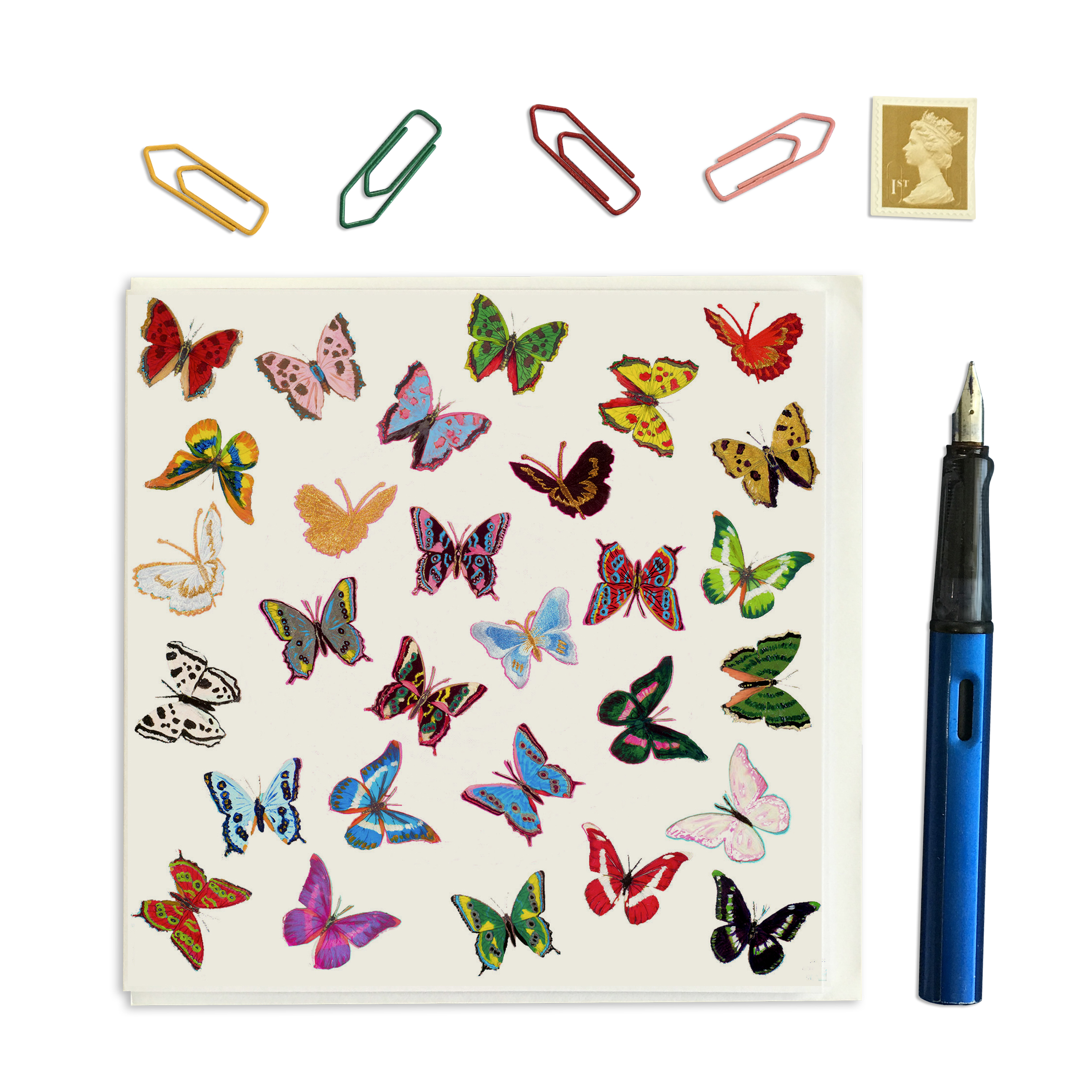 CARD SQUARE - Butterflies on white (No circle)