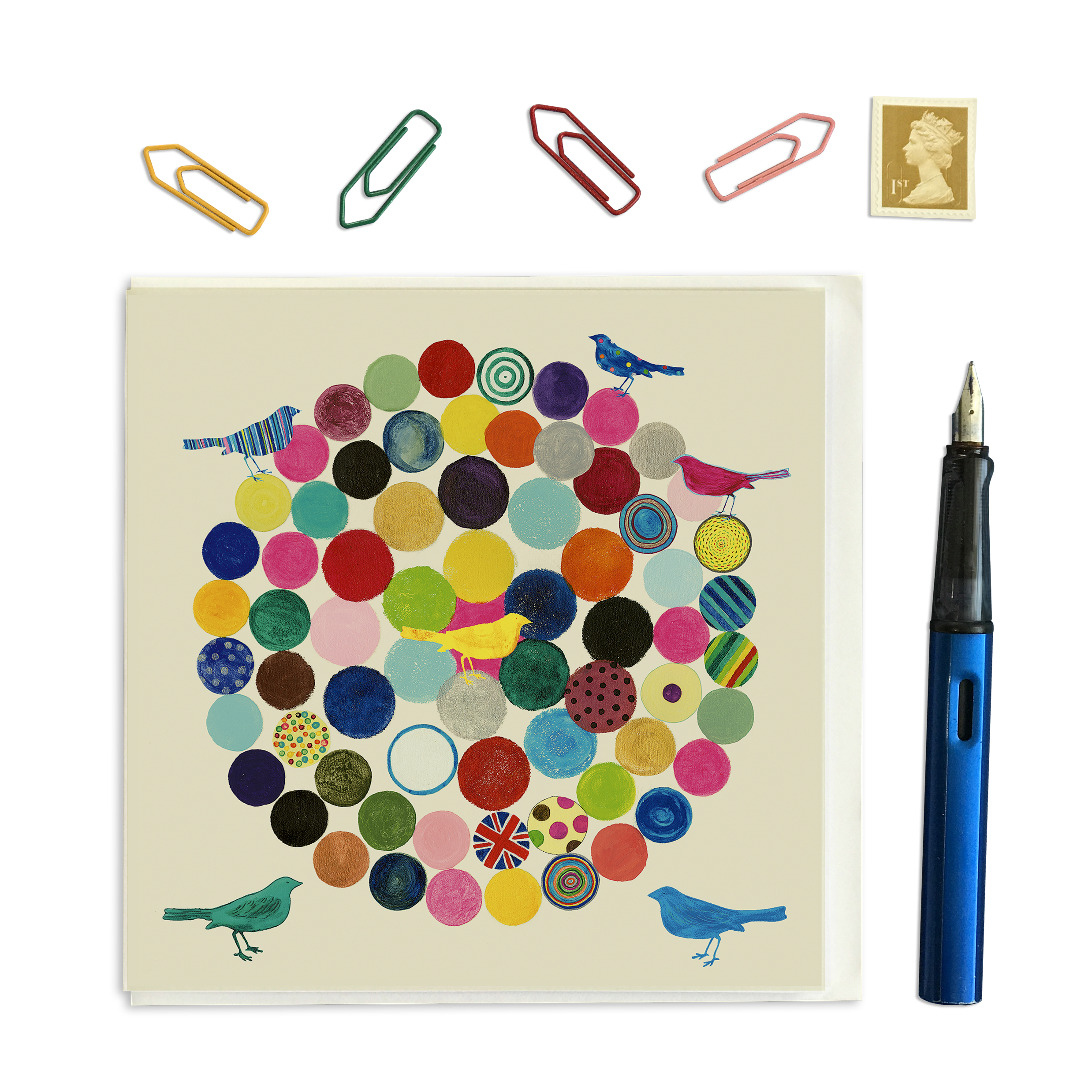 CARD SQUARE - Circles and Birds