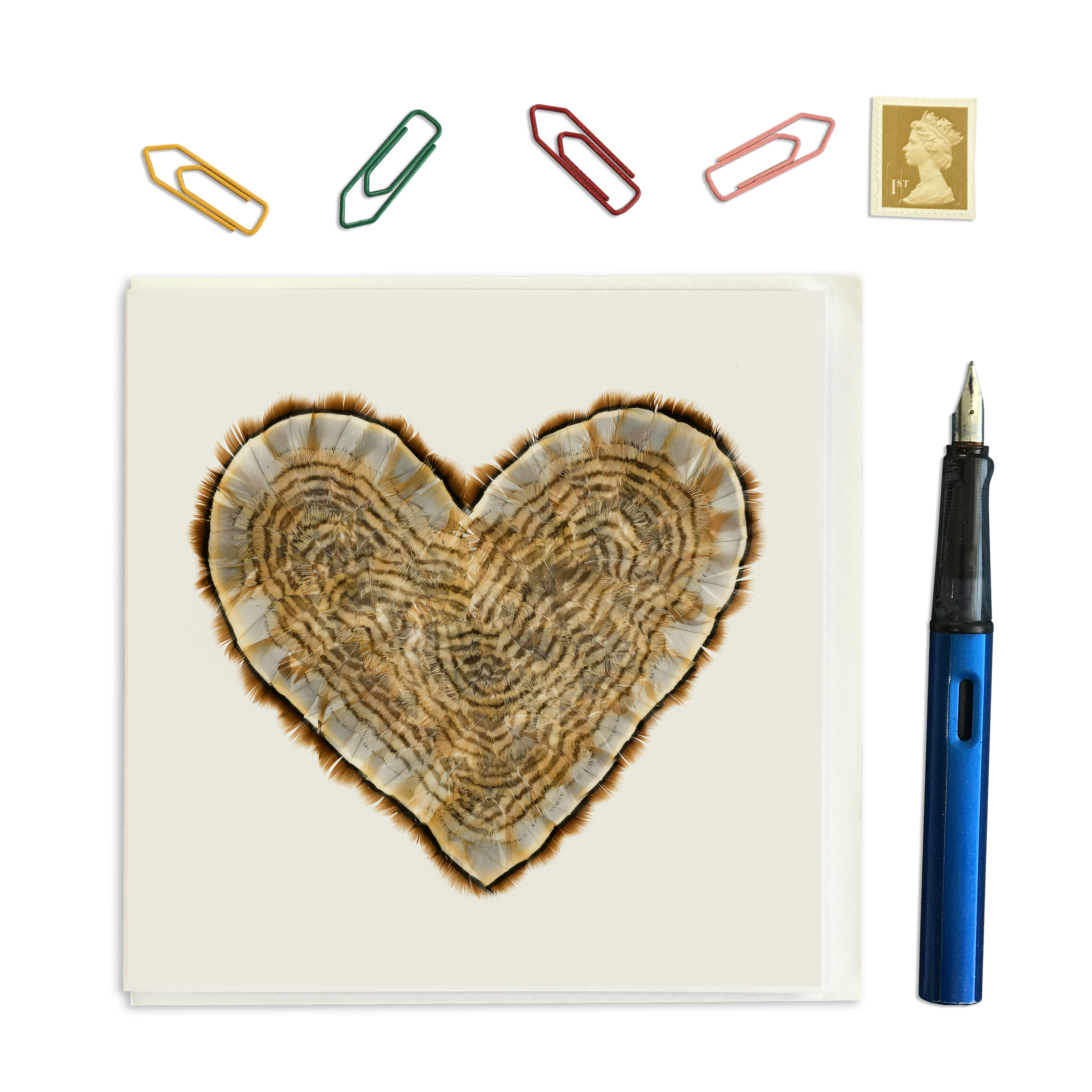 CARD SQUARE - Feather Heart