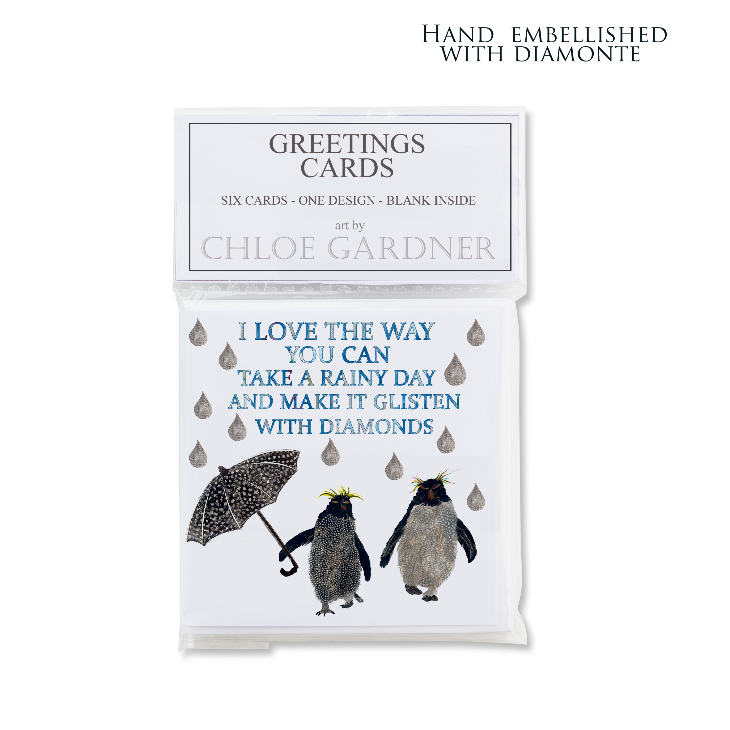 MINI SQUARE CARD PACK - Rainy Day Rockhopper Penguins