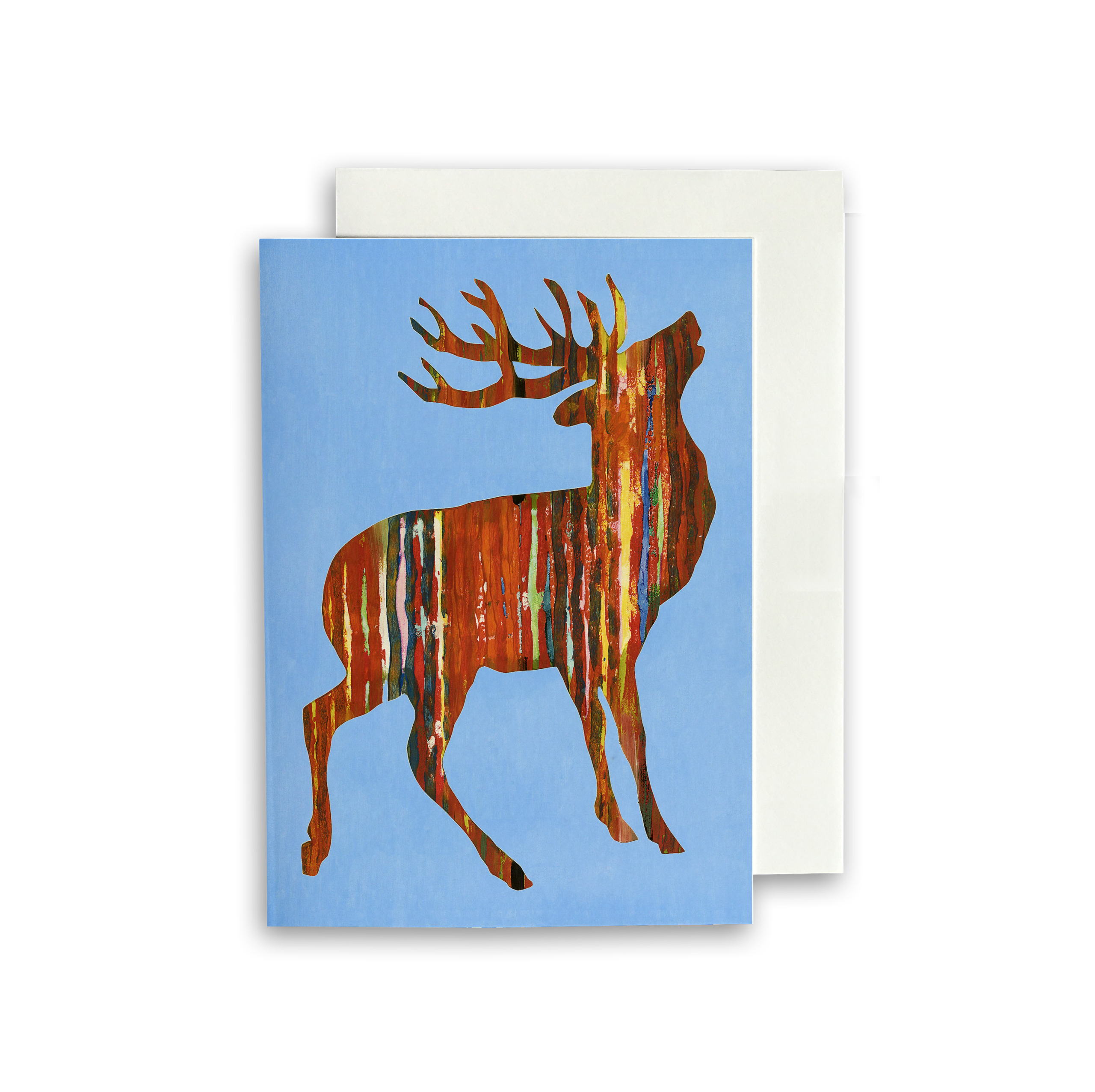 PACK OF THREE - CARD A6 - Brown Stag on Blue Portrait