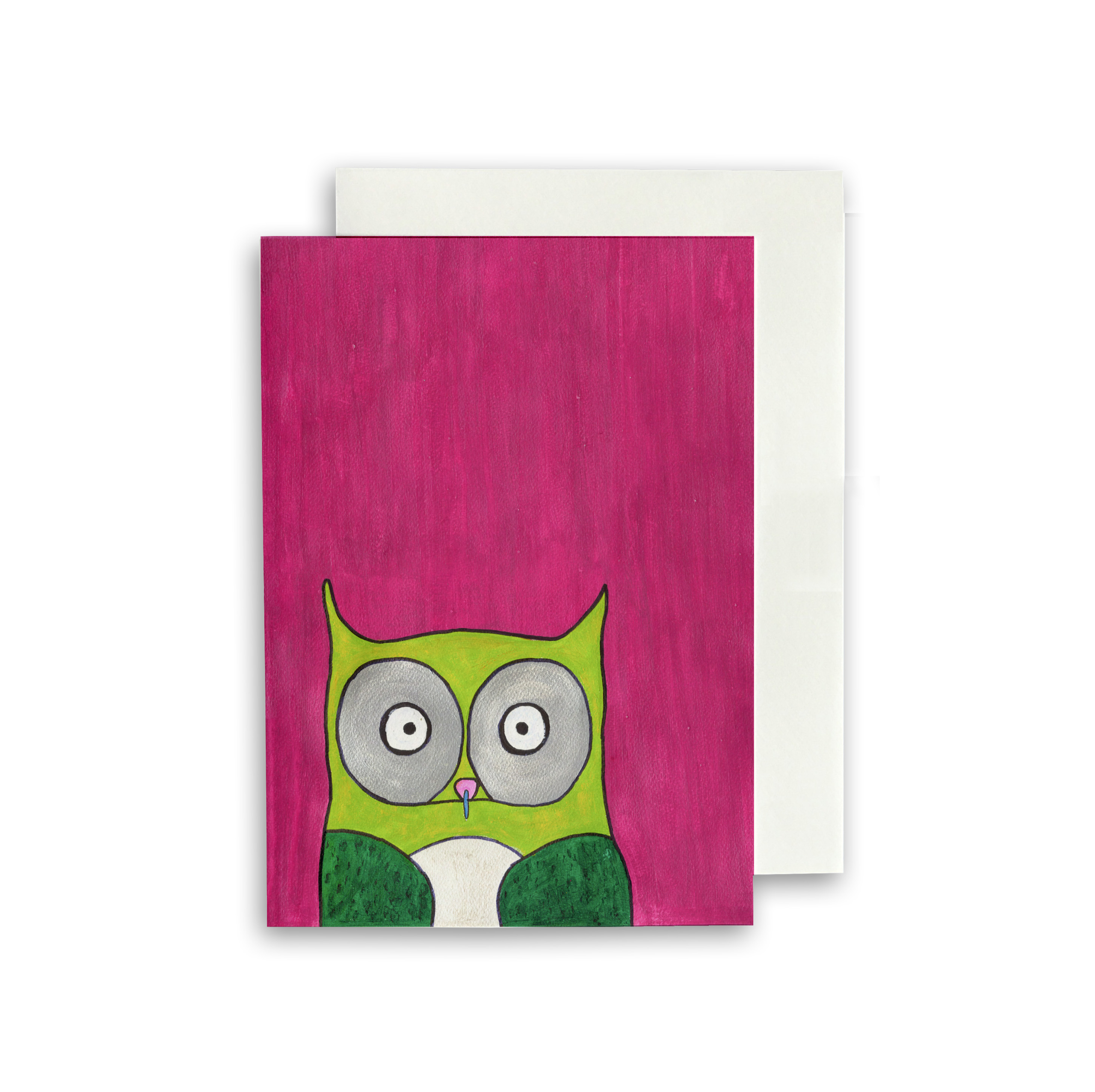 PACK OF THREE - CARD A6 - Owl on Dark Pink