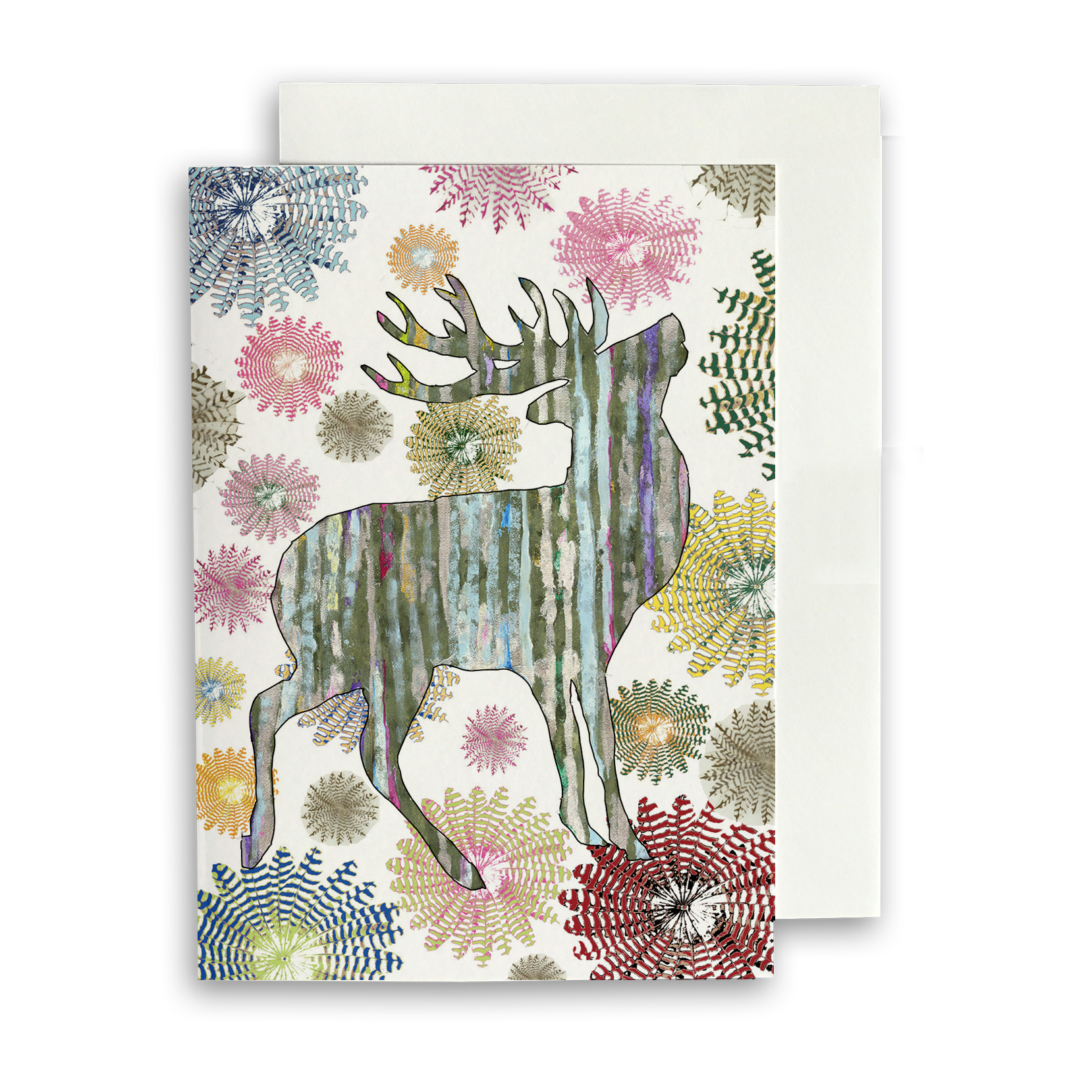 CARD A6 - Silver Stag on Coloured Rounds