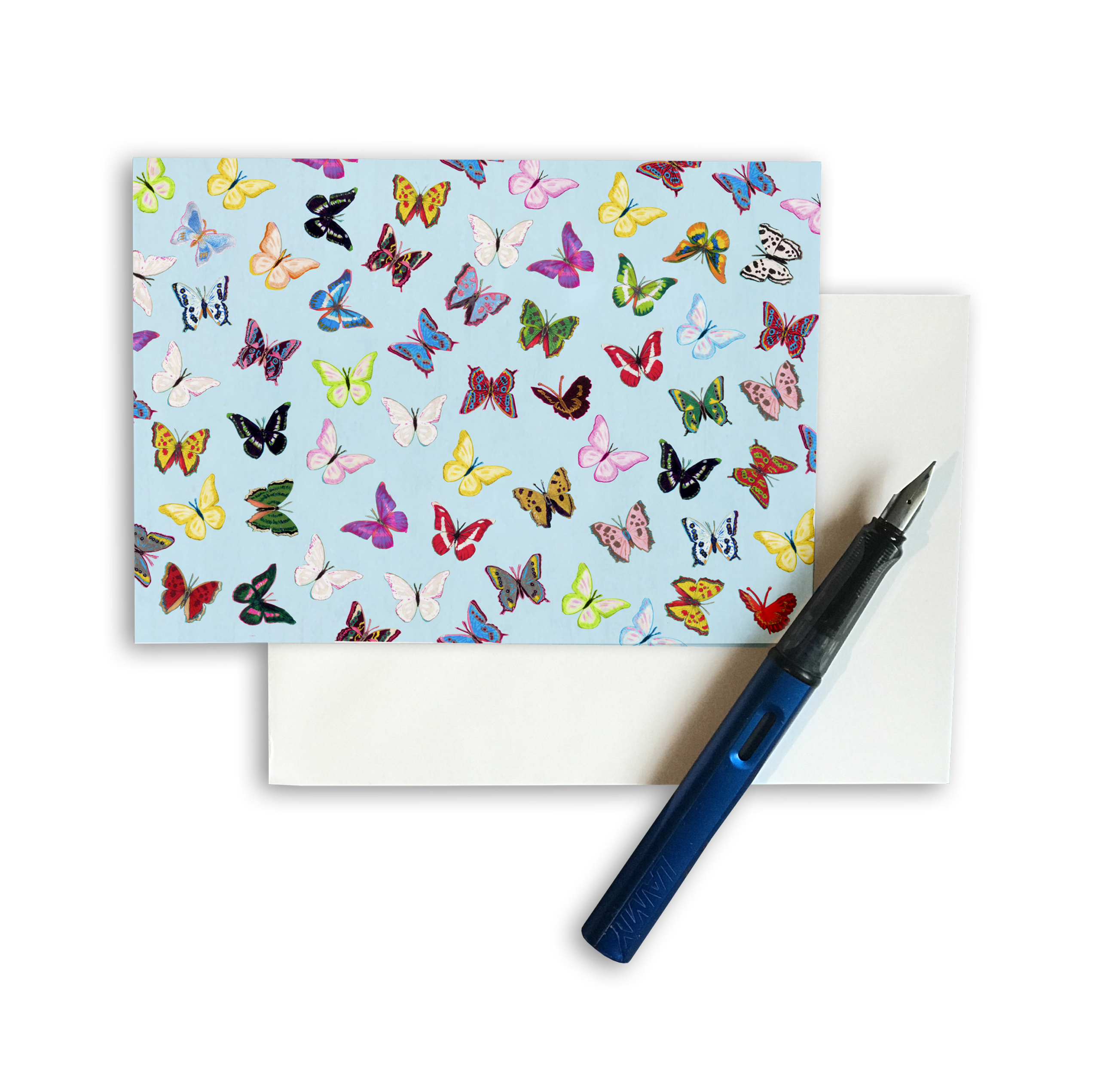 PACK OF THREE - CARD 7X5 - Butterflies on Blue