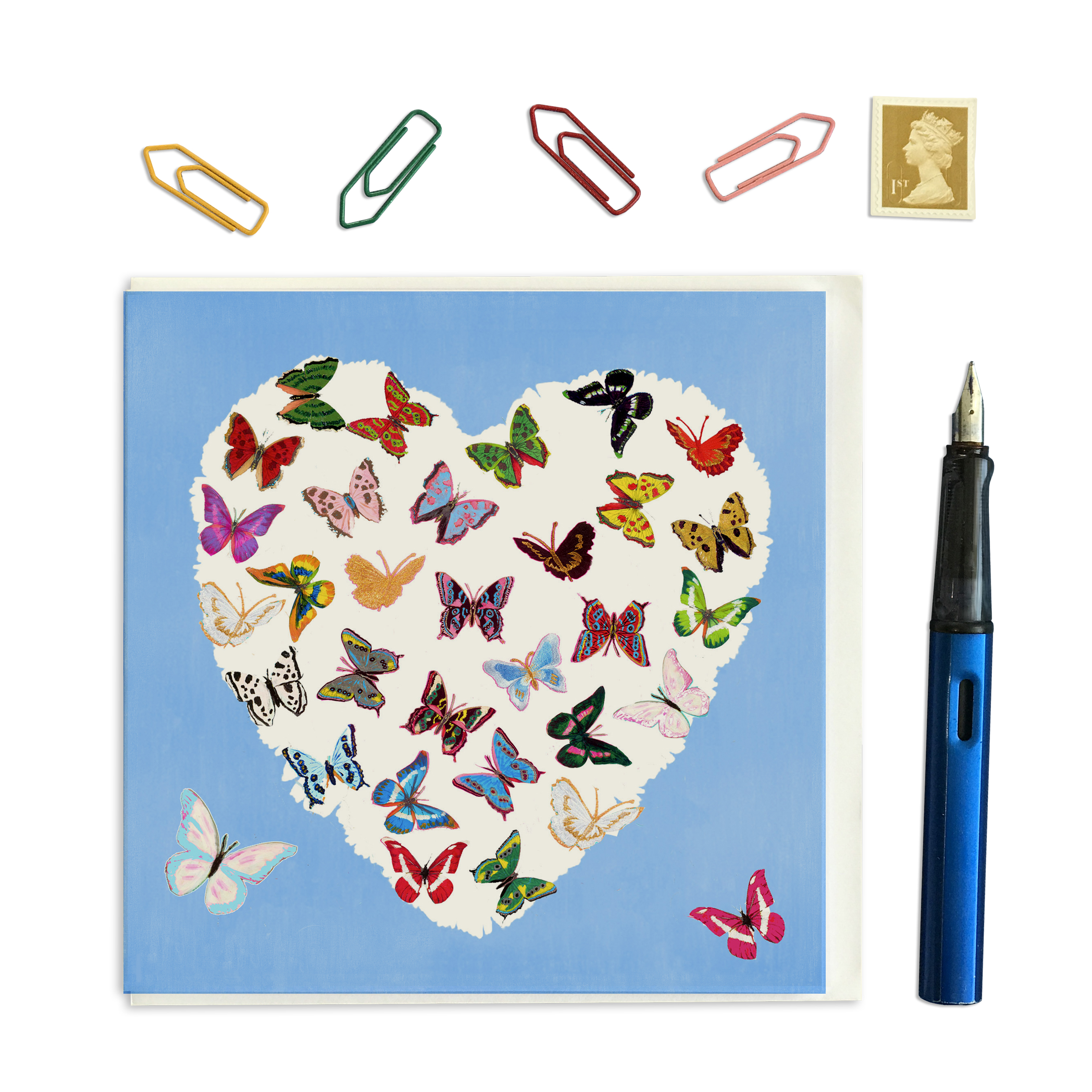 PACK OF THREE - CARD SQUARE - Butterfly Heart