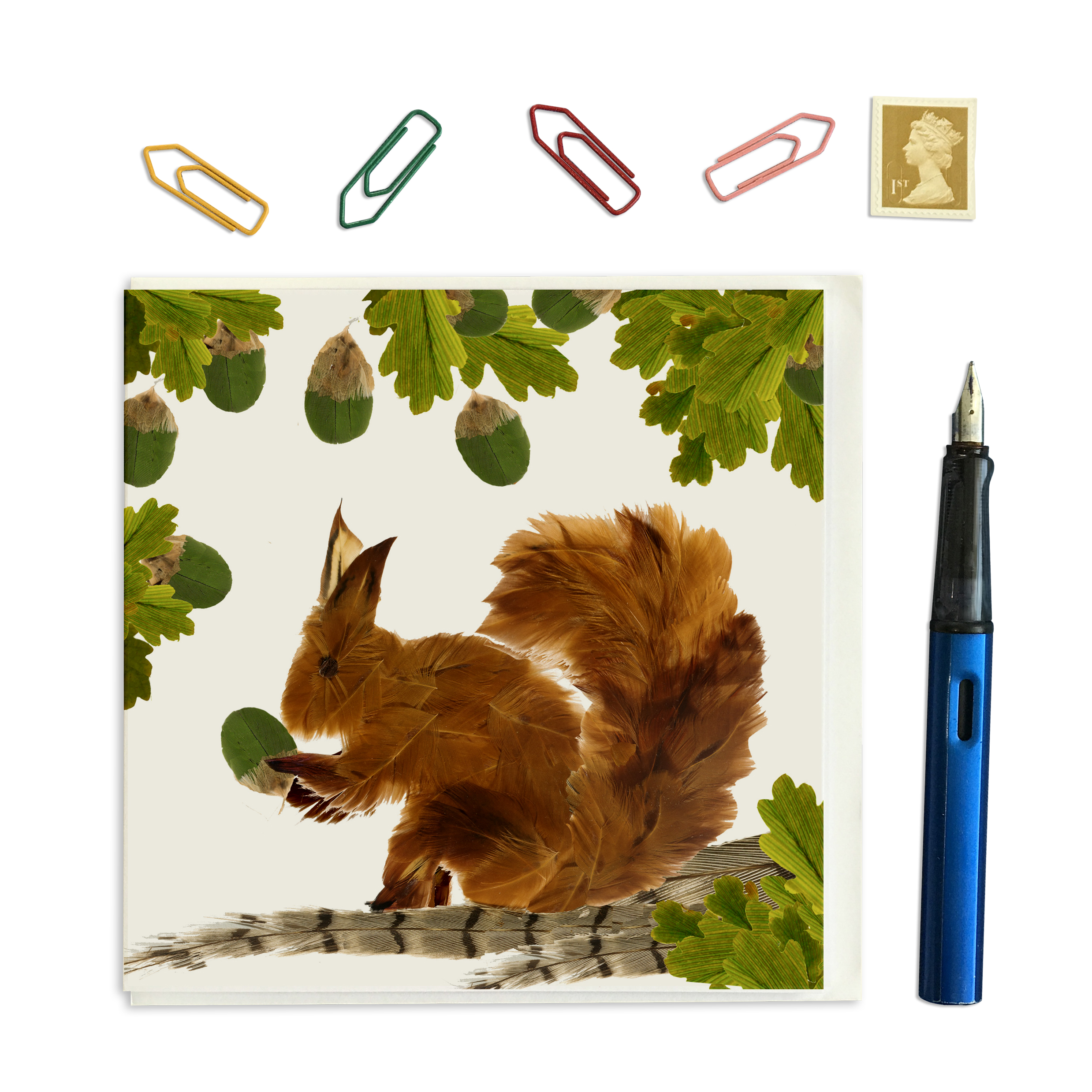 CARD SQUARE - Feather SQUIRREL