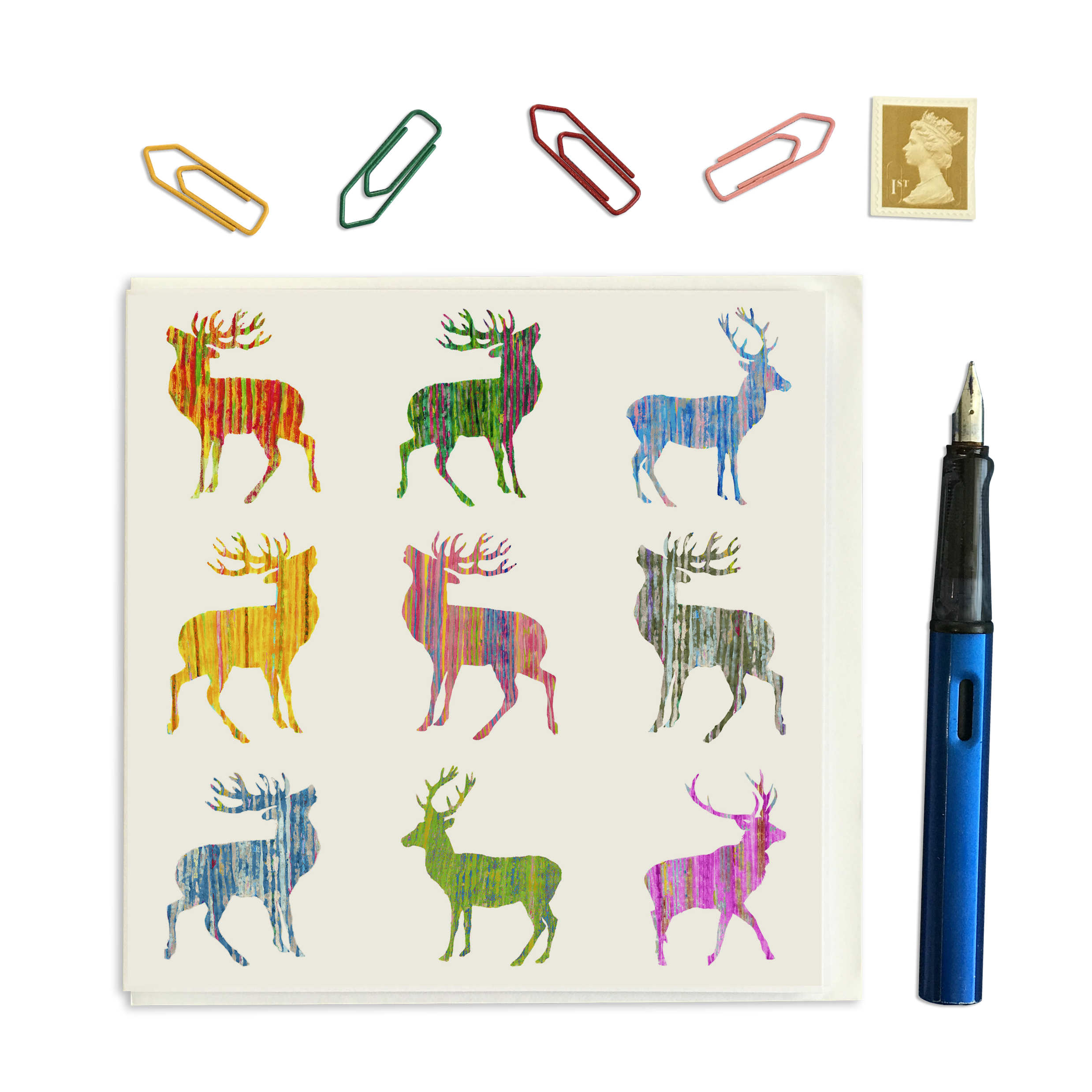 CARD SQUARE - Multiple Stags