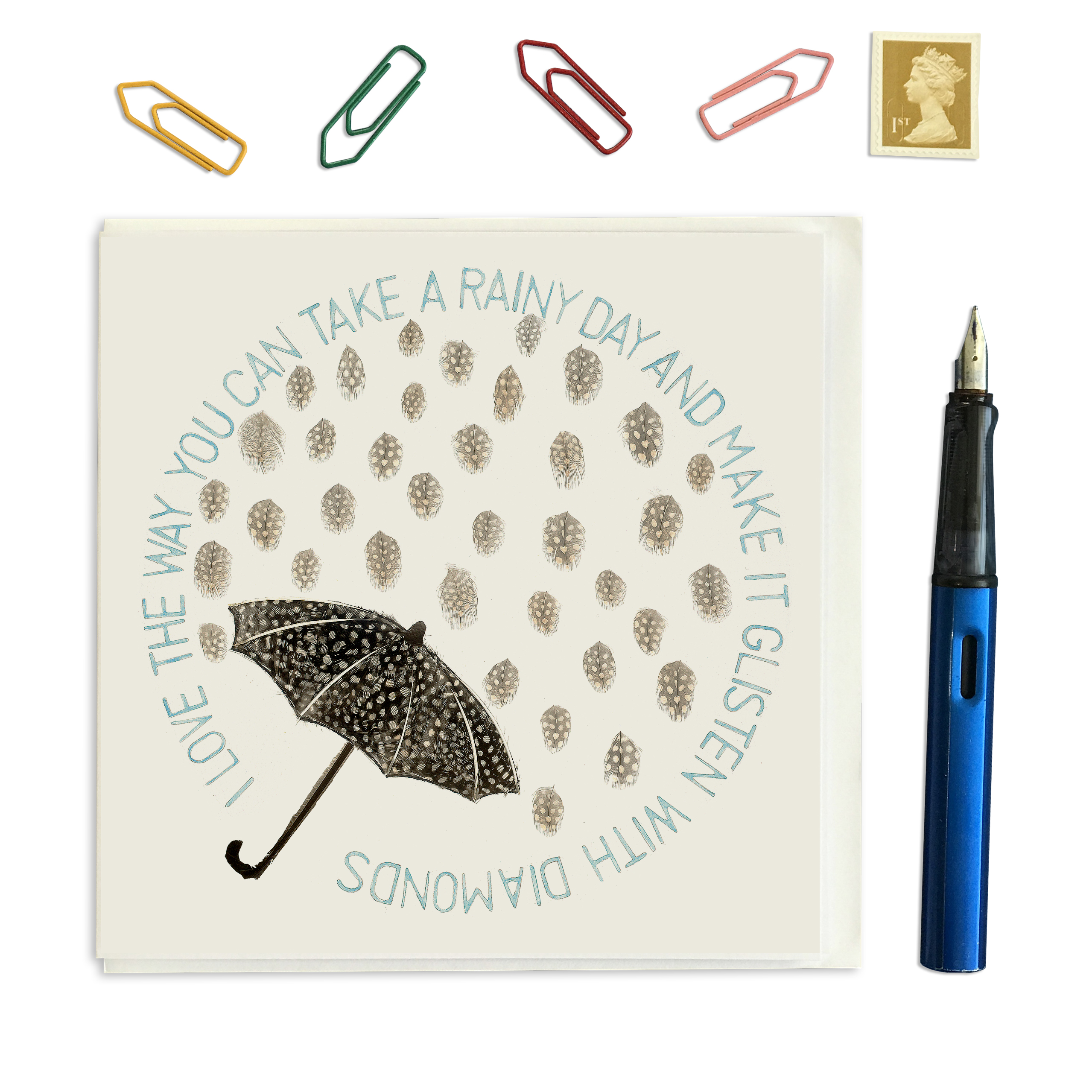 CARD SQUARE - with a Beautiful Rainy Day Message