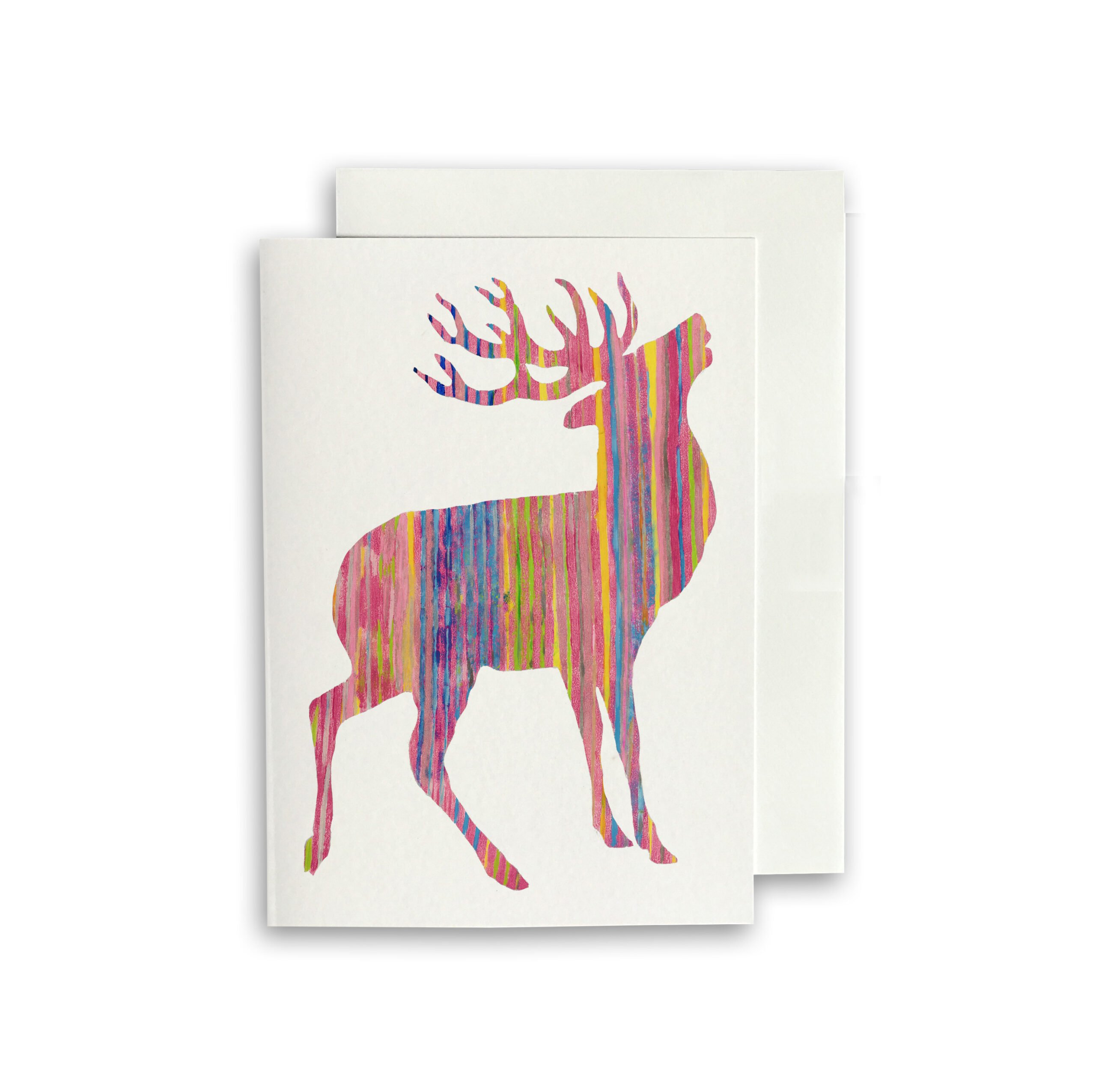 CARD A6 - Pink Stag on White