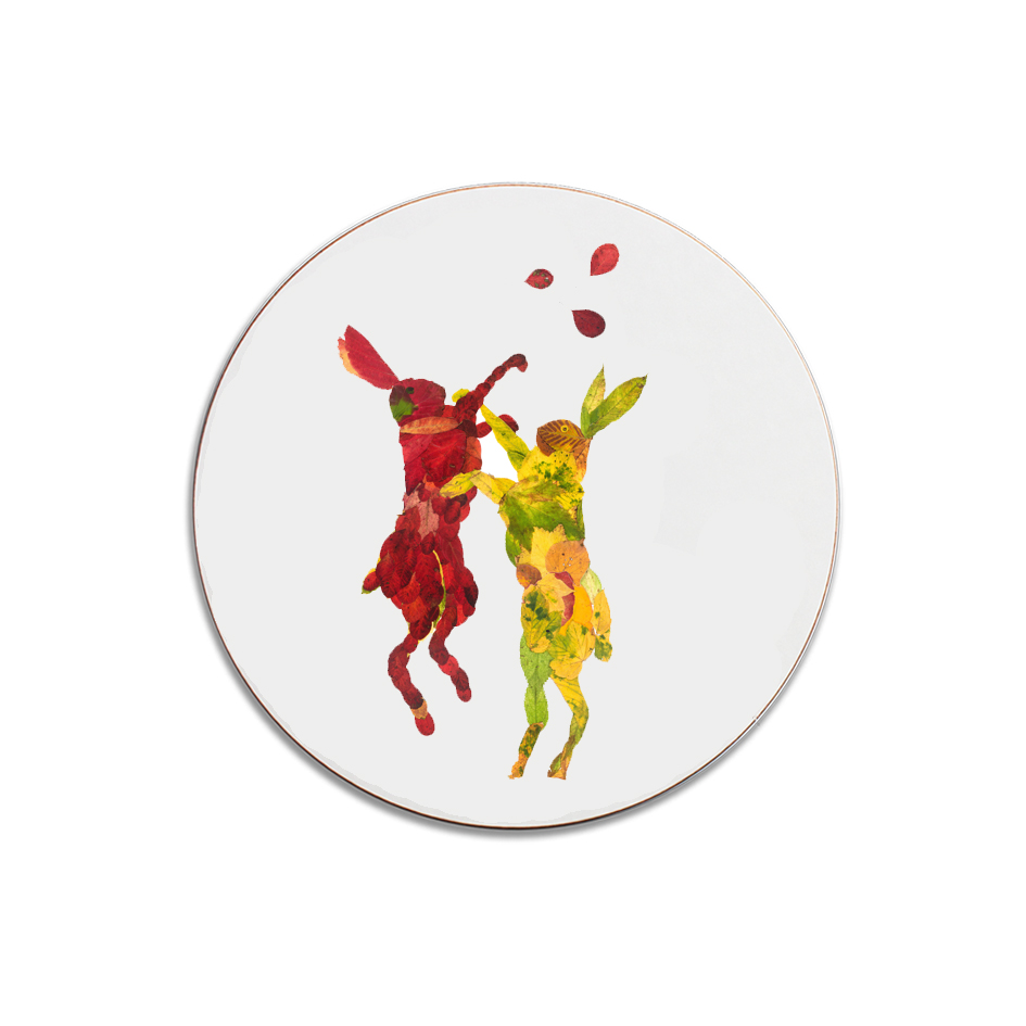 Boxing Leaf Hares Coasters