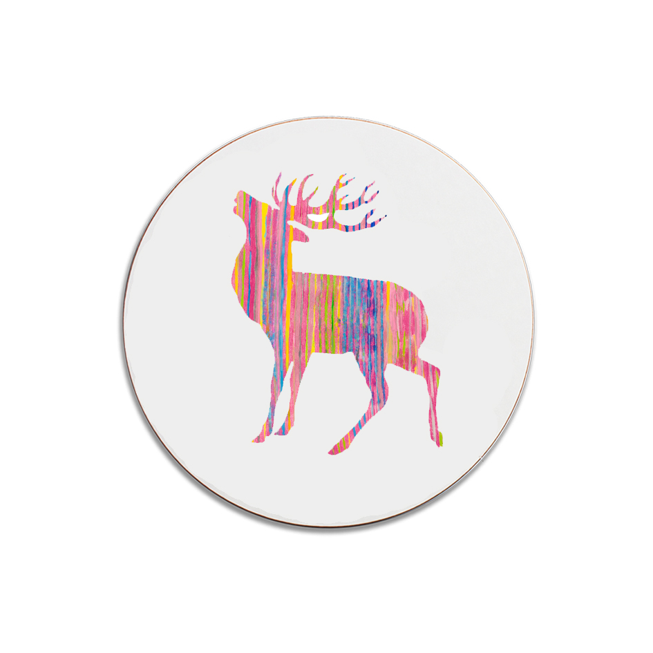 ROUND COASTER - Pink Stag