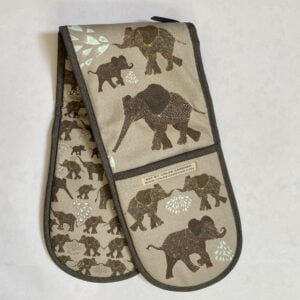OVEN GLOVES - Elephants on Grey Design